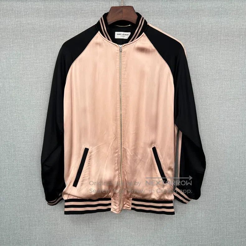 Saint Laurent Paris Saint Laurent Paris Black and pink color-block silk baseba Size XXS / US 00 / IT 34 - 1 Thumbnail