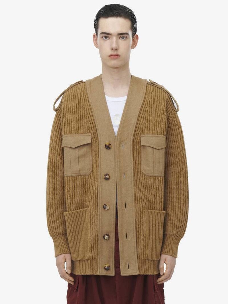 Alexander McQueen o1srvl11e0226 Oversized Utility Cardigan In Camel Size US M / EU 48-50 / 2 - 2 Thumbnail