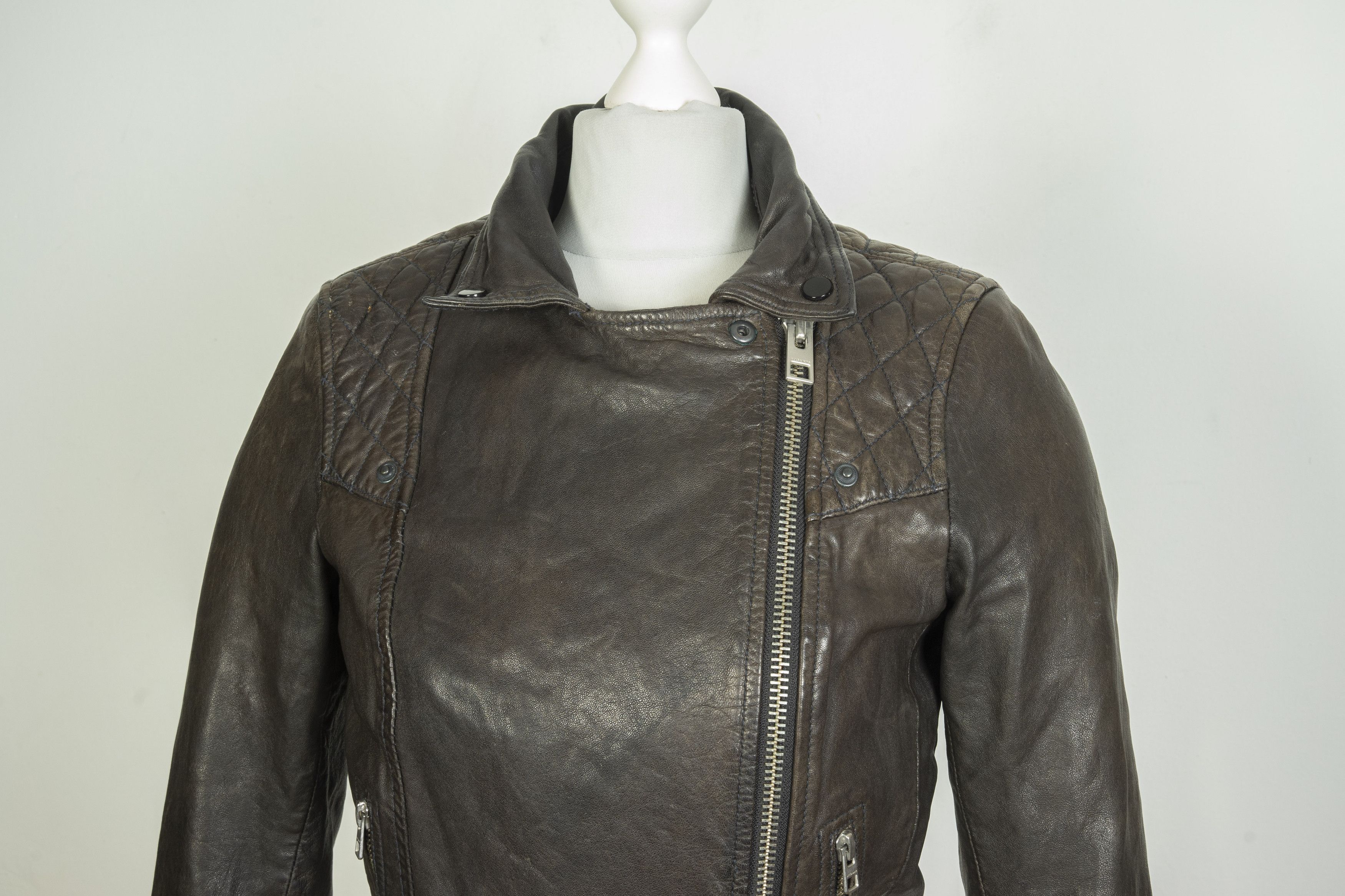 Allsaints All Saints Asymmetric Zip Leather Jacket Size S / US 4 / IT 40 - 3 Thumbnail
