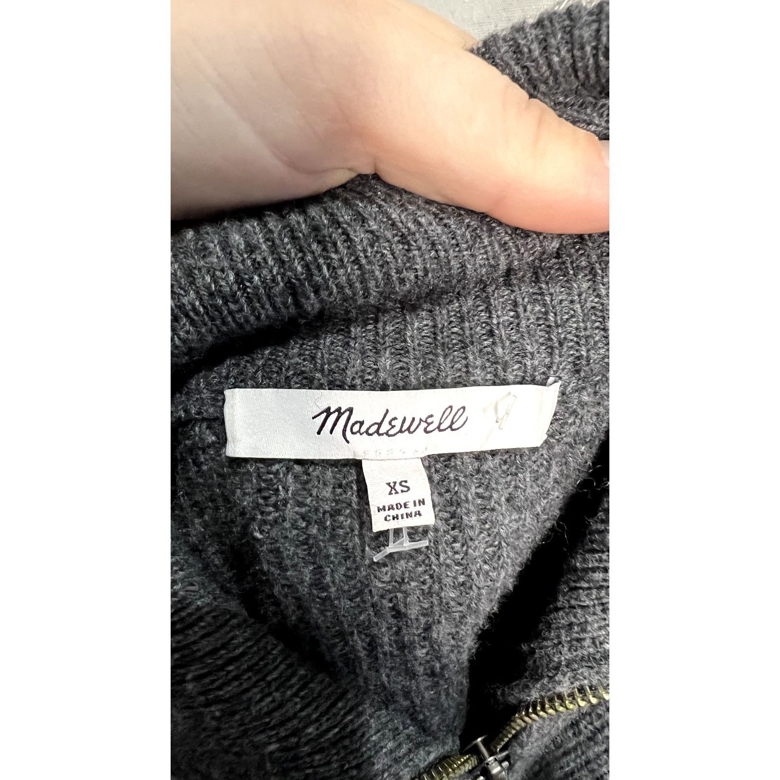 Madewell Madewell Women's XS Gray Knit 1/4 Zip High Neck Sweater Size XS / US 0-2 / IT 36-38 - 7 Thumbnail