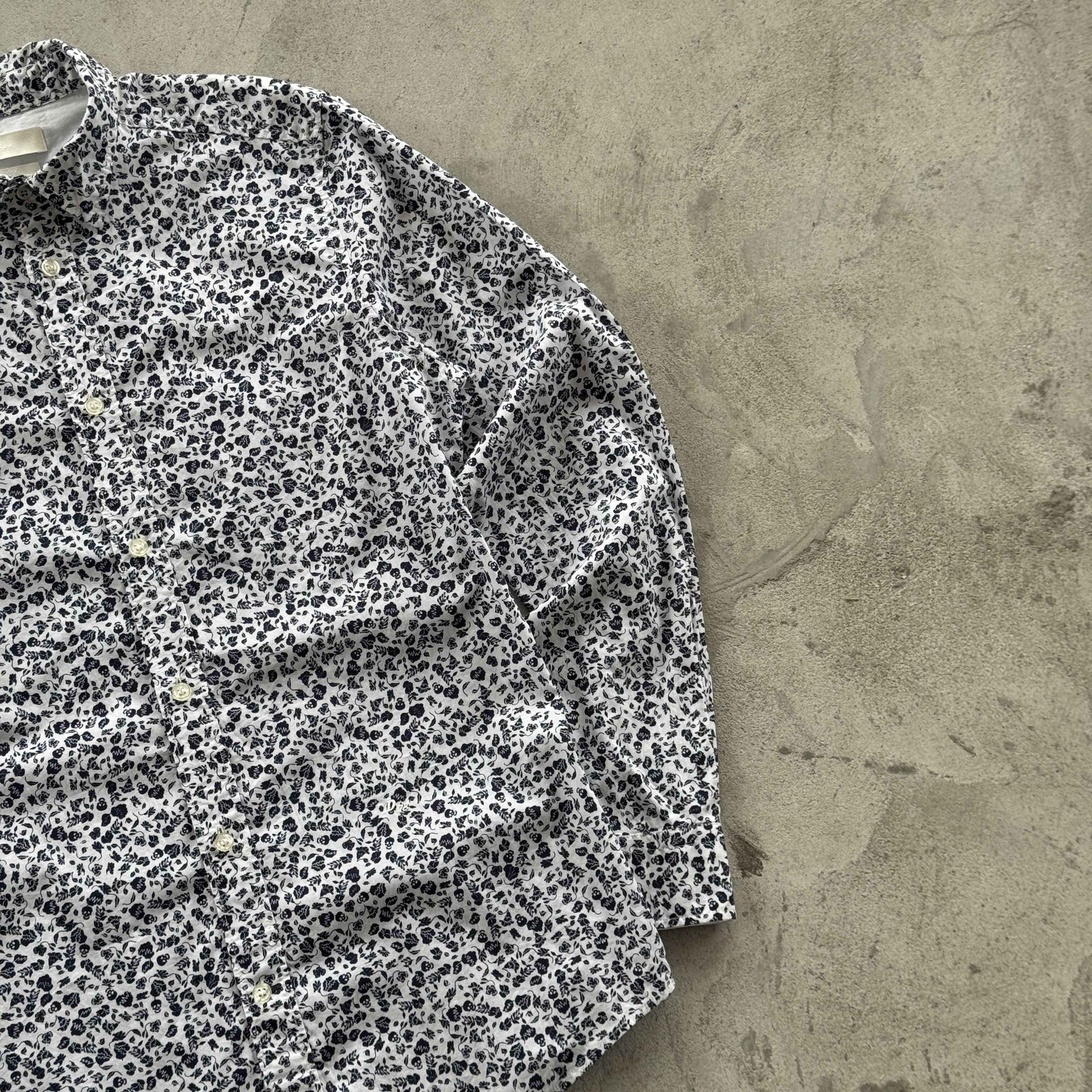 Diesel Diesel Slim Fit Shirt Skull Floral Pattern White Blue Size US M / EU 48-50 / 2 - 2 Thumbnail