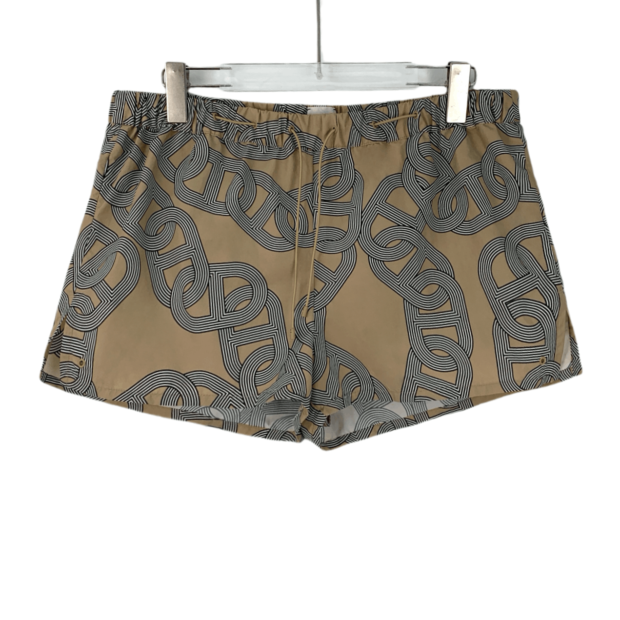 Hermes Hermès Brown Chain Print Drawstring Shorts (Size S) Size 26" / US 2 / IT 38 - 1 Thumbnail