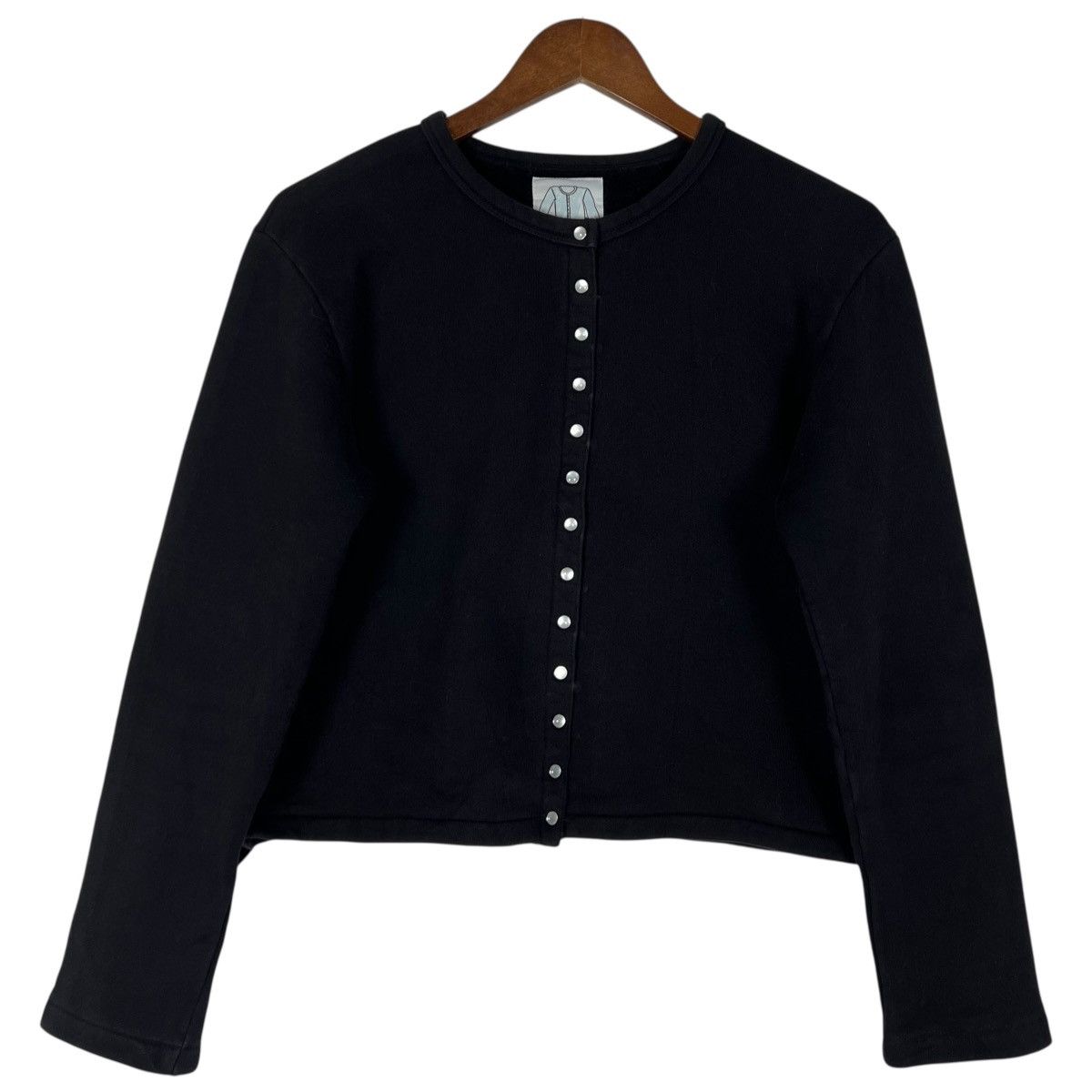 agnès b. Black Cropped Snap Button Cardigan