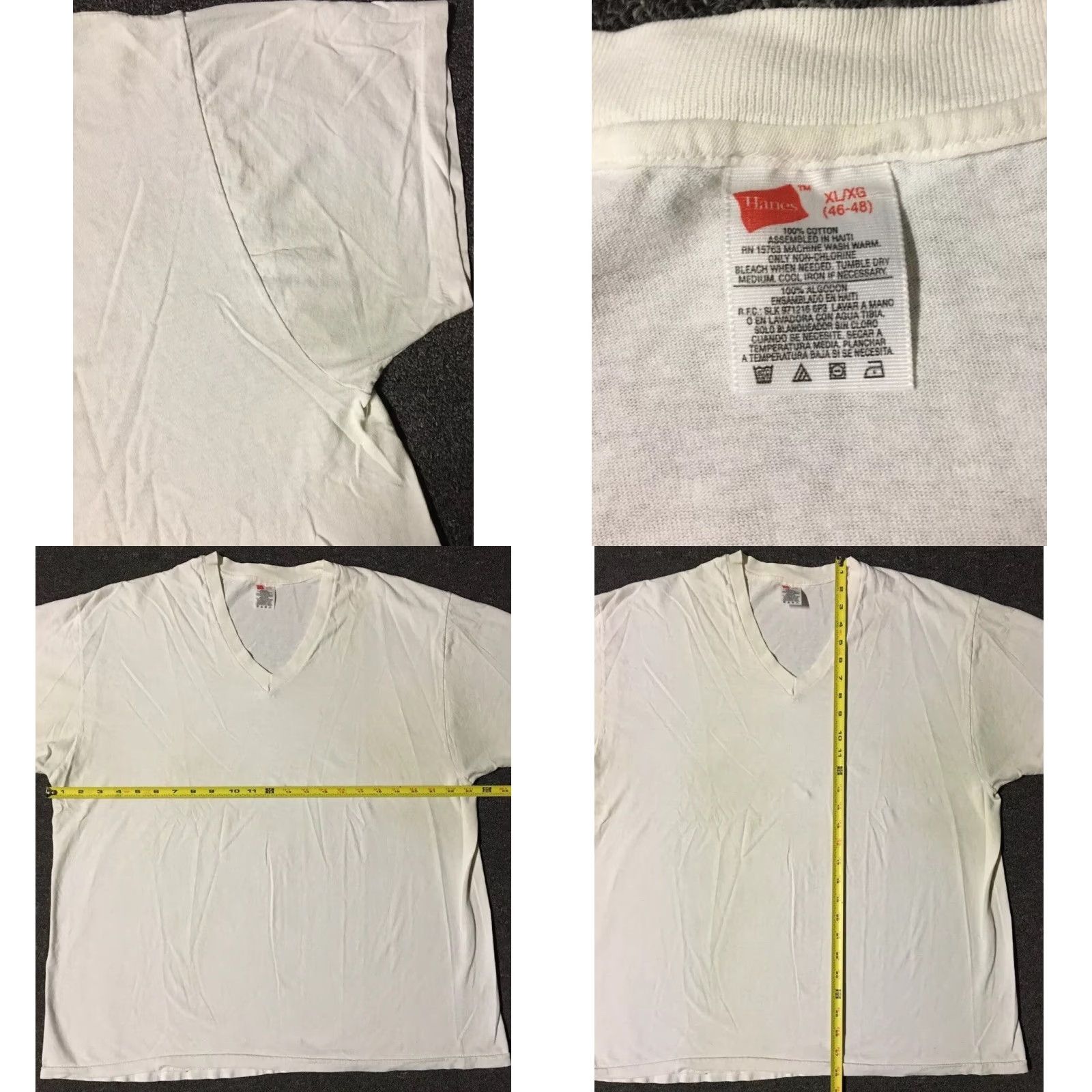 Hanes VINTAGE Hanes 90s Faded Distressed V Neck Shirt XL White T-Shirt Men Short Sleeve Grunge Punk Skate Surf Biker 90s Womens Mens Girls Boys? Size US XL / EU 56 / 4 - 9 Thumbnail