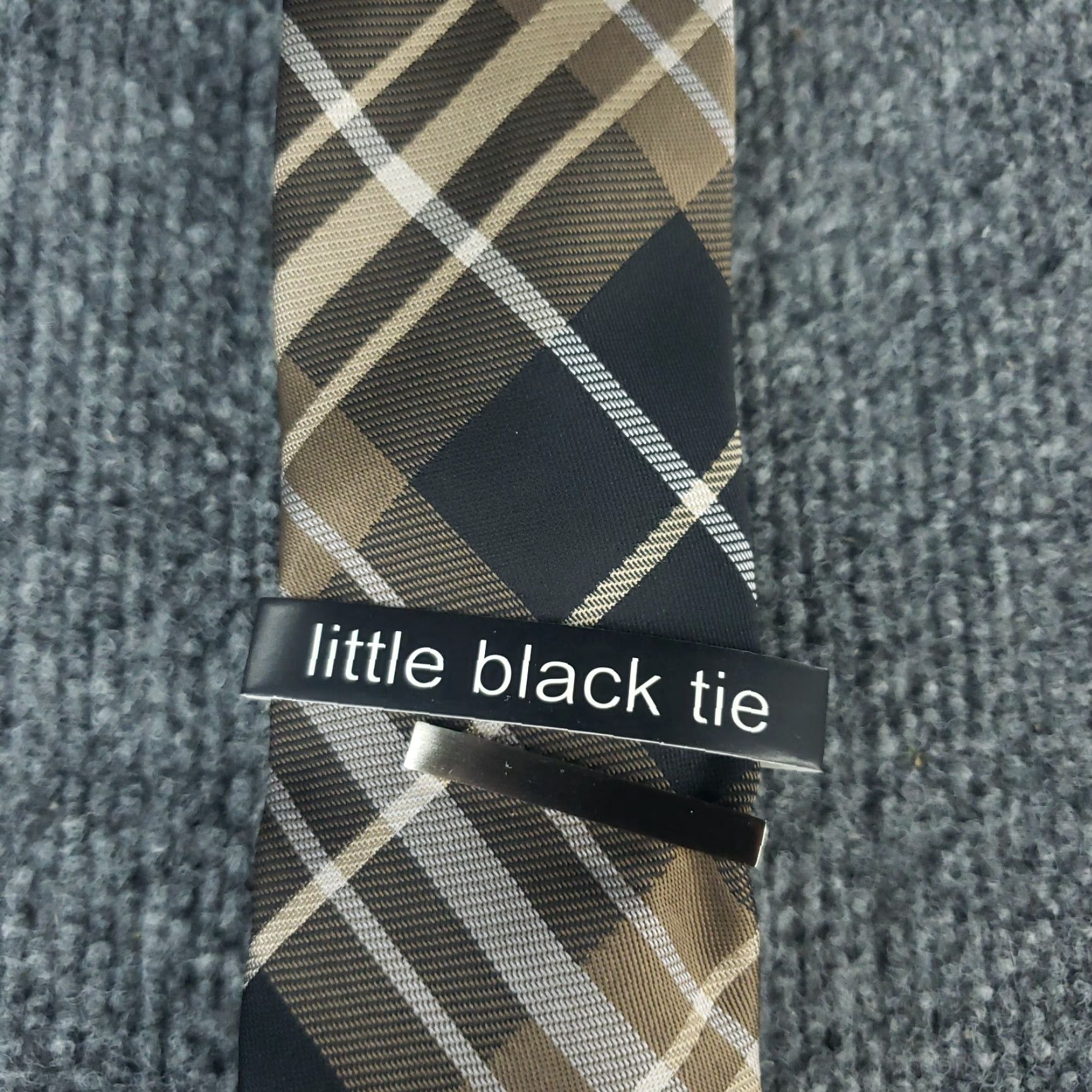 Vintage Little Black Tie Dress Tie Brown Plaid 58 x 2.5 Skinny Slim Wedding New Black Brown Plaid Tie Vintage No Size ONE SIZE - 3 Thumbnail
