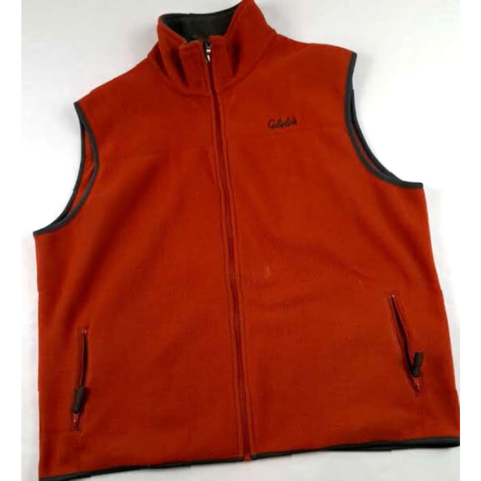 Vintage Cabela's Full Zip Fleece Jacket Men XL Orange Burnt Orange Outdoors 28in 25in Pit to Pit Full Zip Vest Size US XL / EU 56 / 4 - 2 Thumbnail