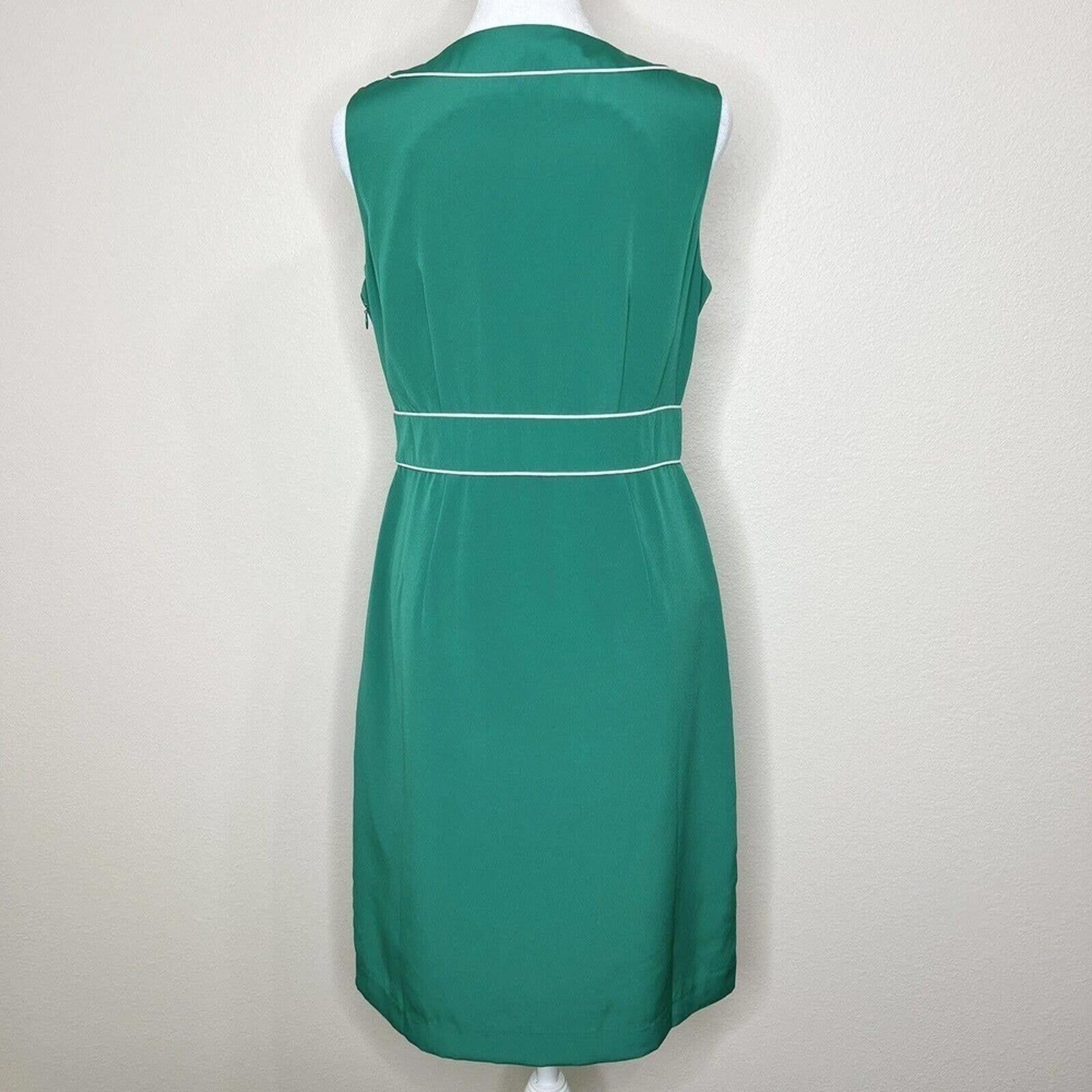 Banana Republic Banana Republic Cadmium Green Sleeveless V-Neck Sheath Dress Size S / US 4 / IT 40 - 7 Thumbnail