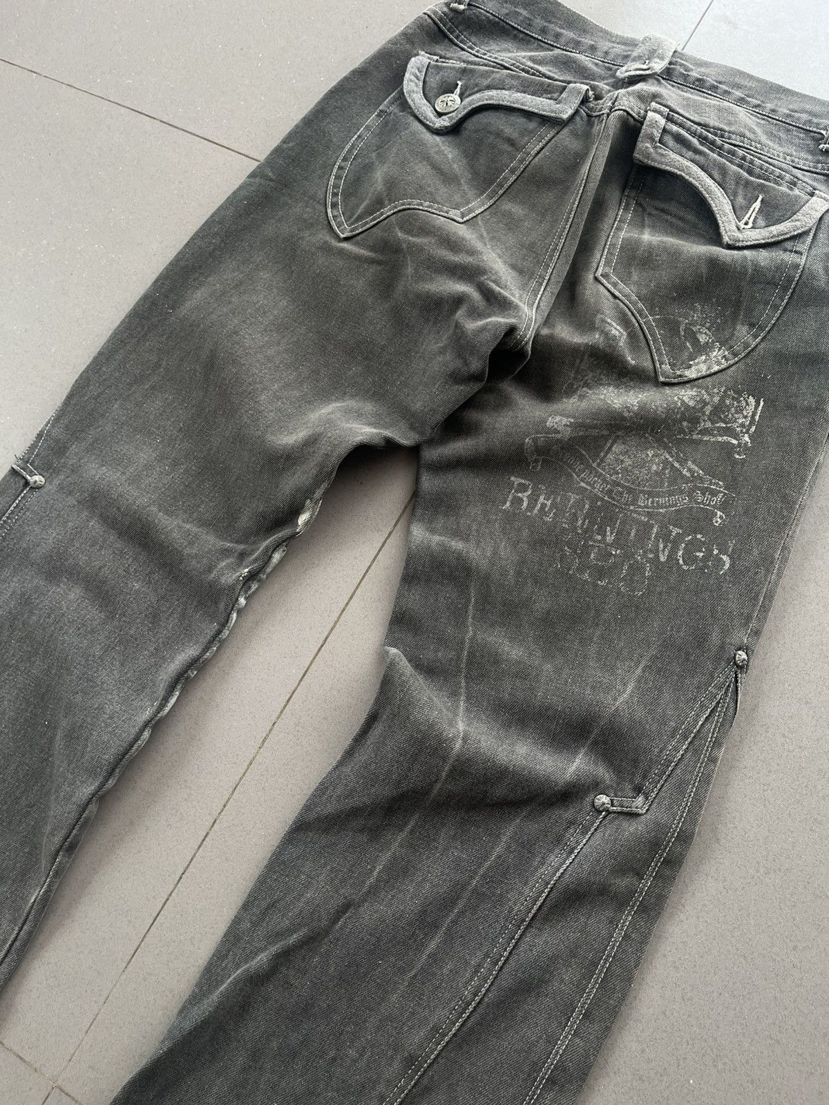 5351 POUR LES HOMMES JAPANESE BERNINGS SHO FLARE PANTS POEM GOTHIC DENIM VKEI Size US 30 / EU 46 - 6 Thumbnail