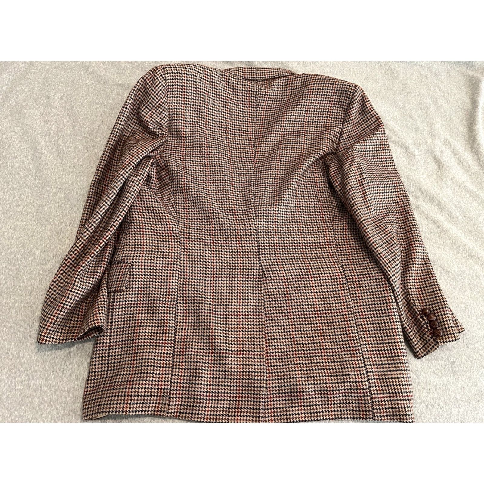 Vintage VINTAGE Hickey Freeman Blazer Jacket Mens Wool Houndstooth Brown 2-Button 44 Size Regular Clothing Coat Sport Coat Size 44R - 7 Thumbnail