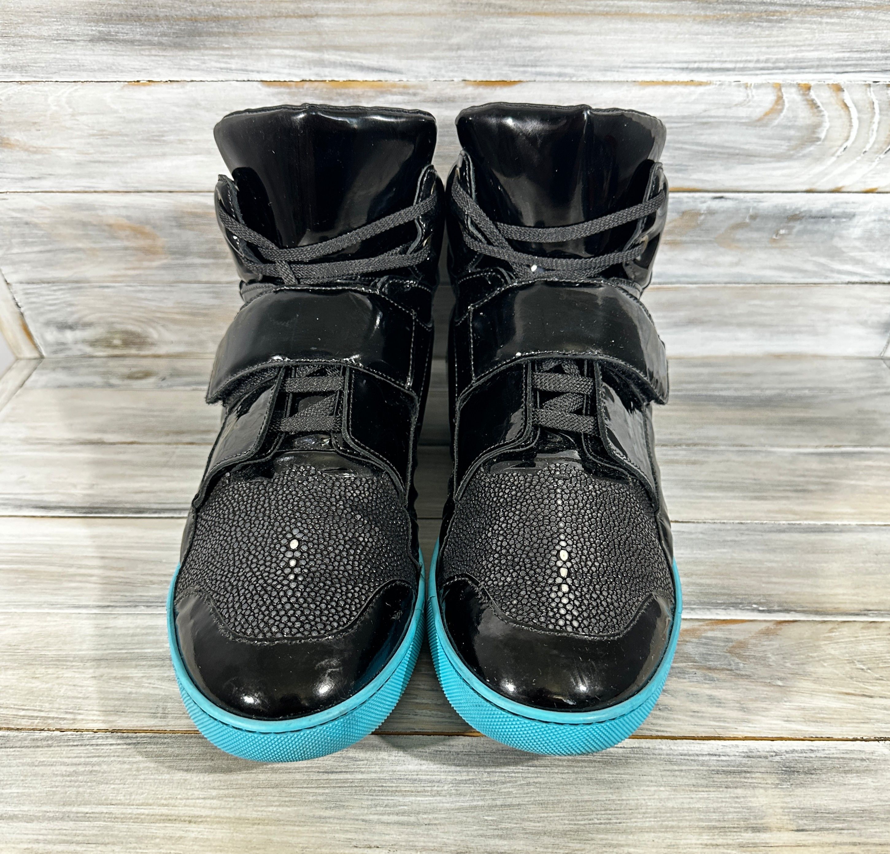Leather Stress By Navyboot SBNB Men's Patent Leather Mid Sneakers Size US 11 / EU 44 - 19 Thumbnail