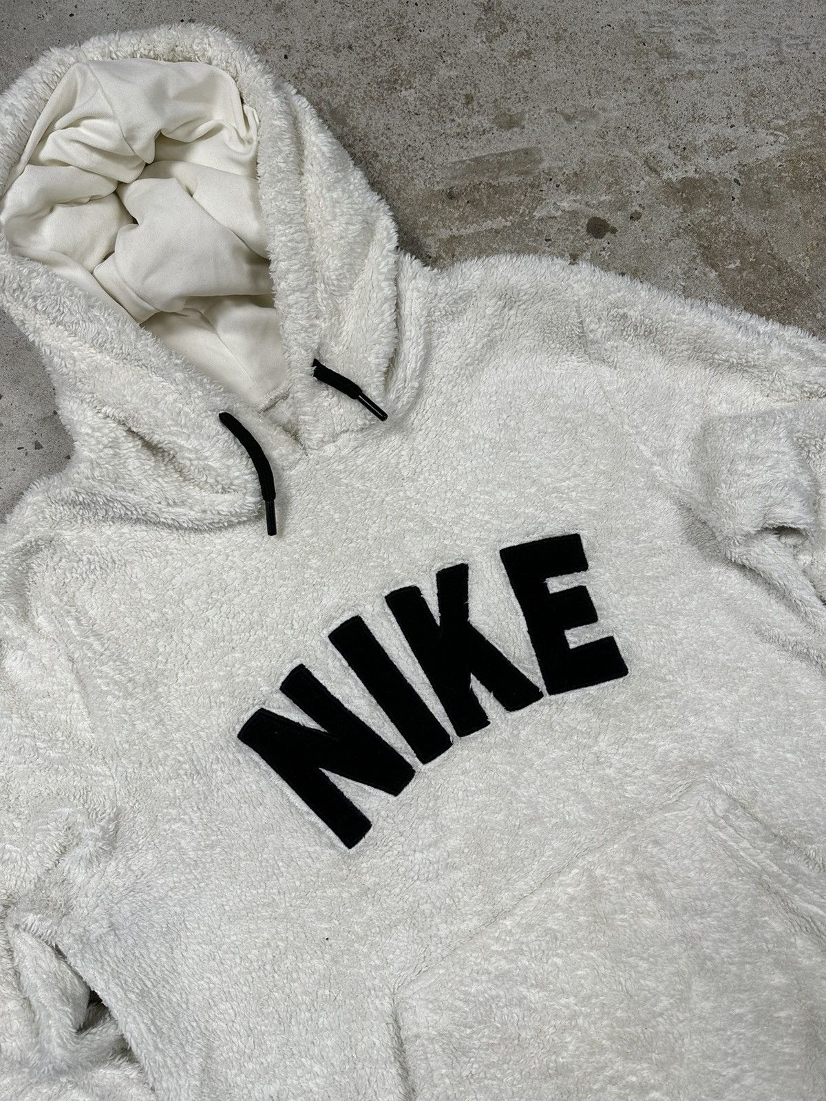 Nike × Vintage ‼️ Vintage y2k Nike Sherpa Fleece Hoodie Spellout Boot Size US M / EU 48-50 / 2 - 5 Thumbnail