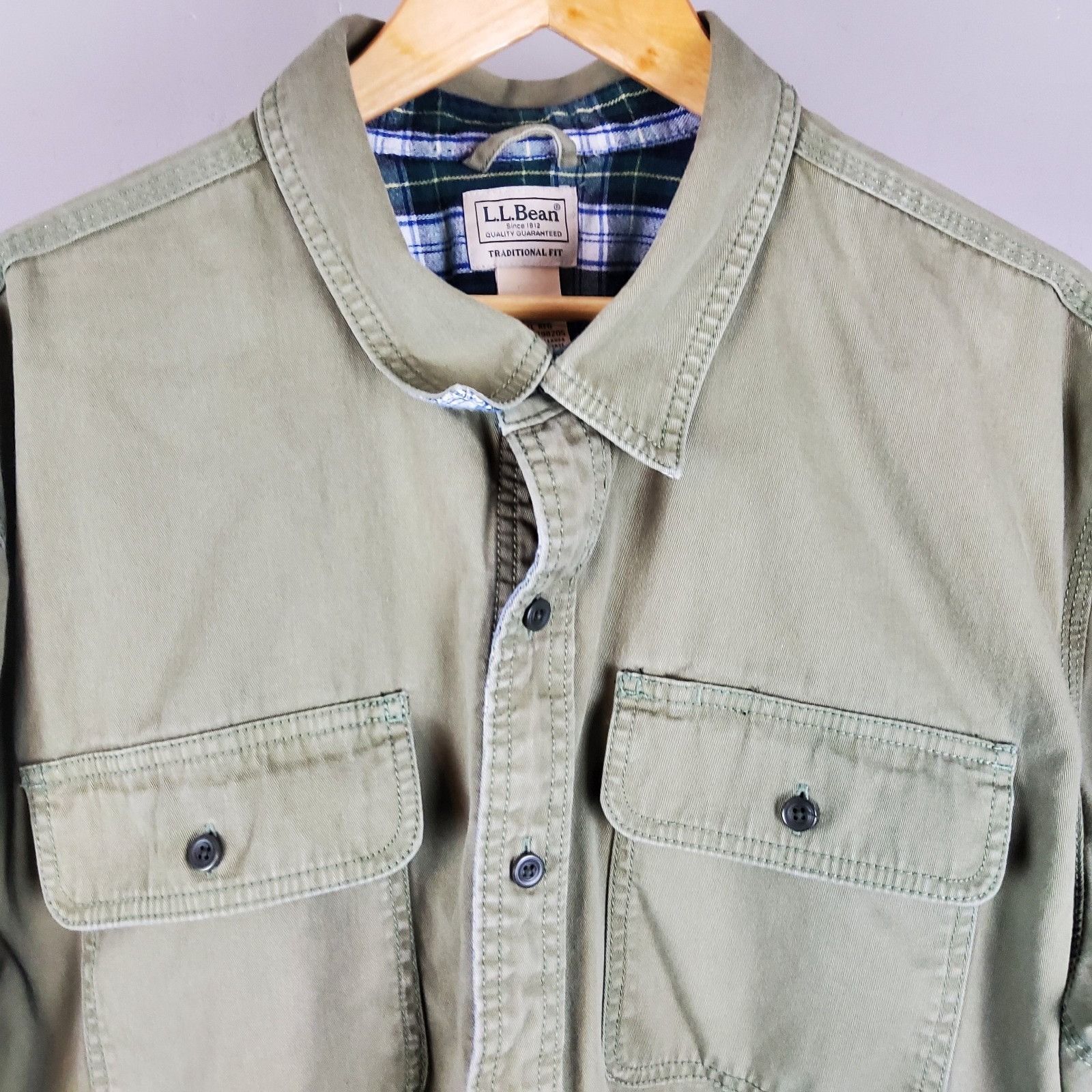 L.L. Bean L.L. Bean Shacket 2XL Green Flannel Lined Shirt Size US XXL / EU 58 / 5 - 5 Thumbnail
