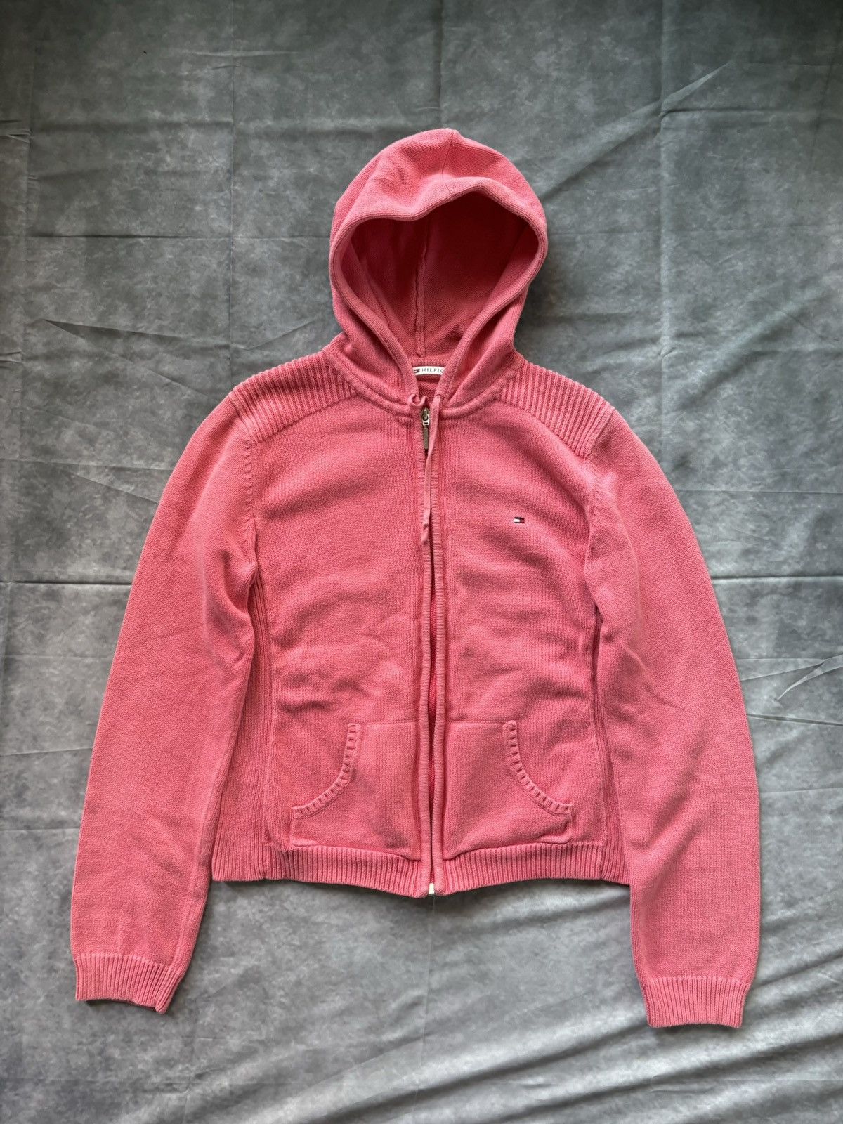 Tommy Hilfiger × Tommy Jeans × Vintage Vintage Tommy Hilfiger Hoodie 1990s 2000s Y2K Ribbed Zip Up Size US XS / EU 42 / 0 - 1 Thumbnail