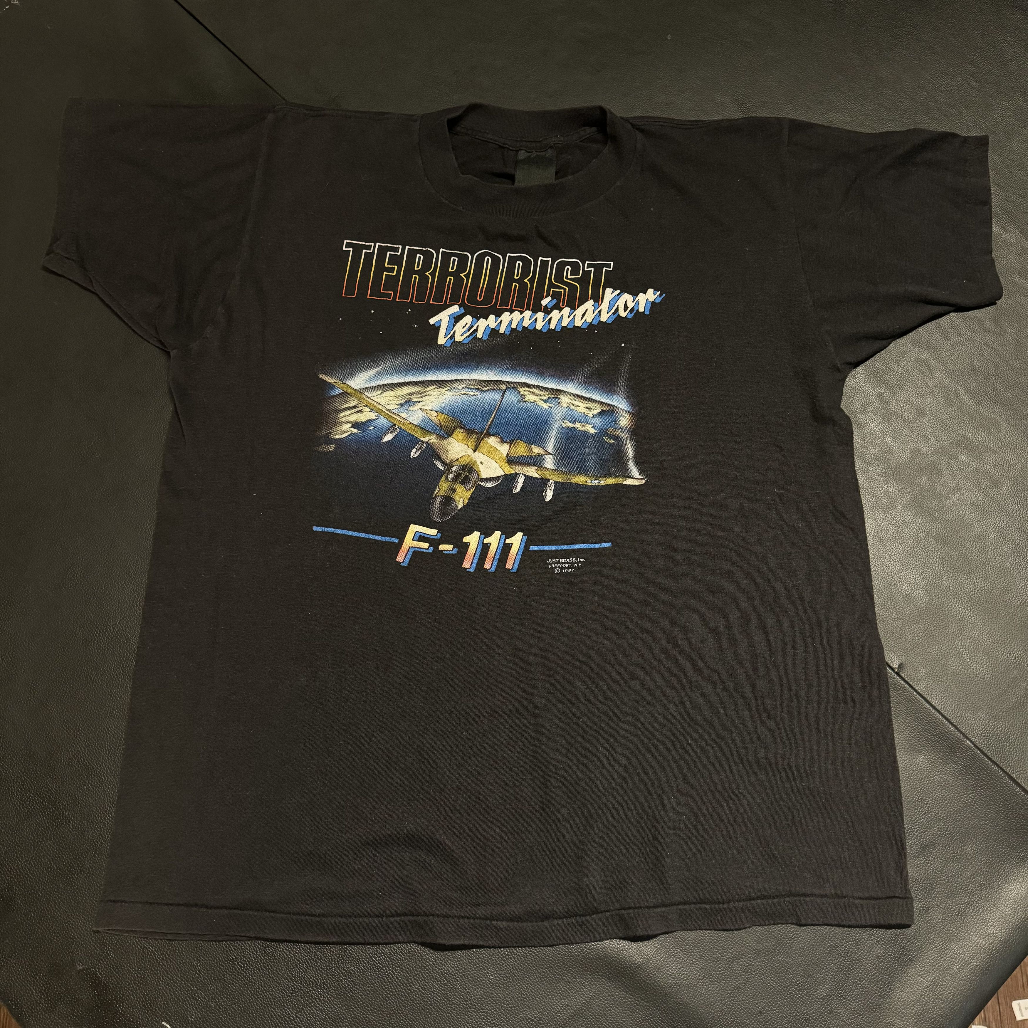 Other 3D Emblem VTG 1987 Terrorist Terminator F-111 Graphic Tee Size US XL / EU 56 / 4 - 9 Thumbnail