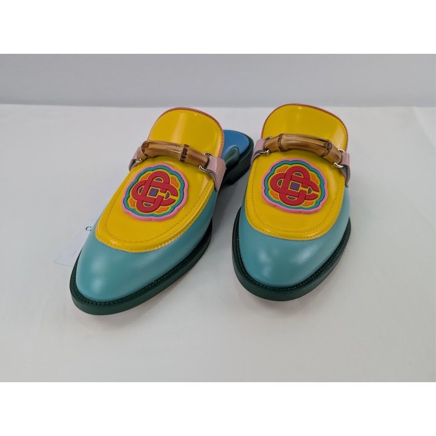 Casablanca o1rshd1 Leather Memphis Mule Slipper Sandal in Mint / Yellow Size US 11 / EU 44 - 7 Thumbnail