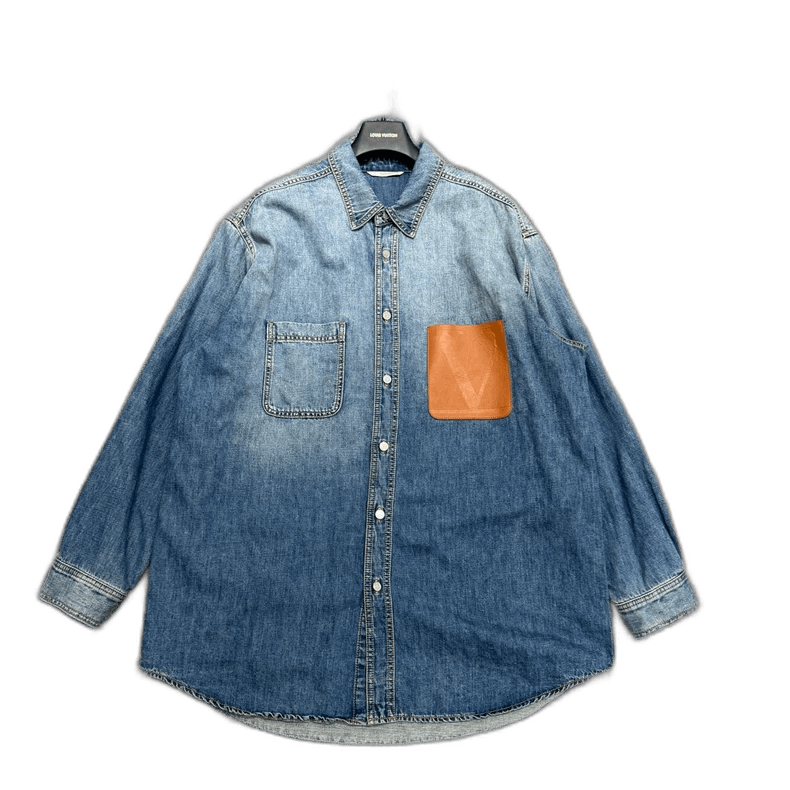 Valentino Valentino Denim and Leather Shirt-yf Size US XXL / EU 58 / 5 - 1 Thumbnail