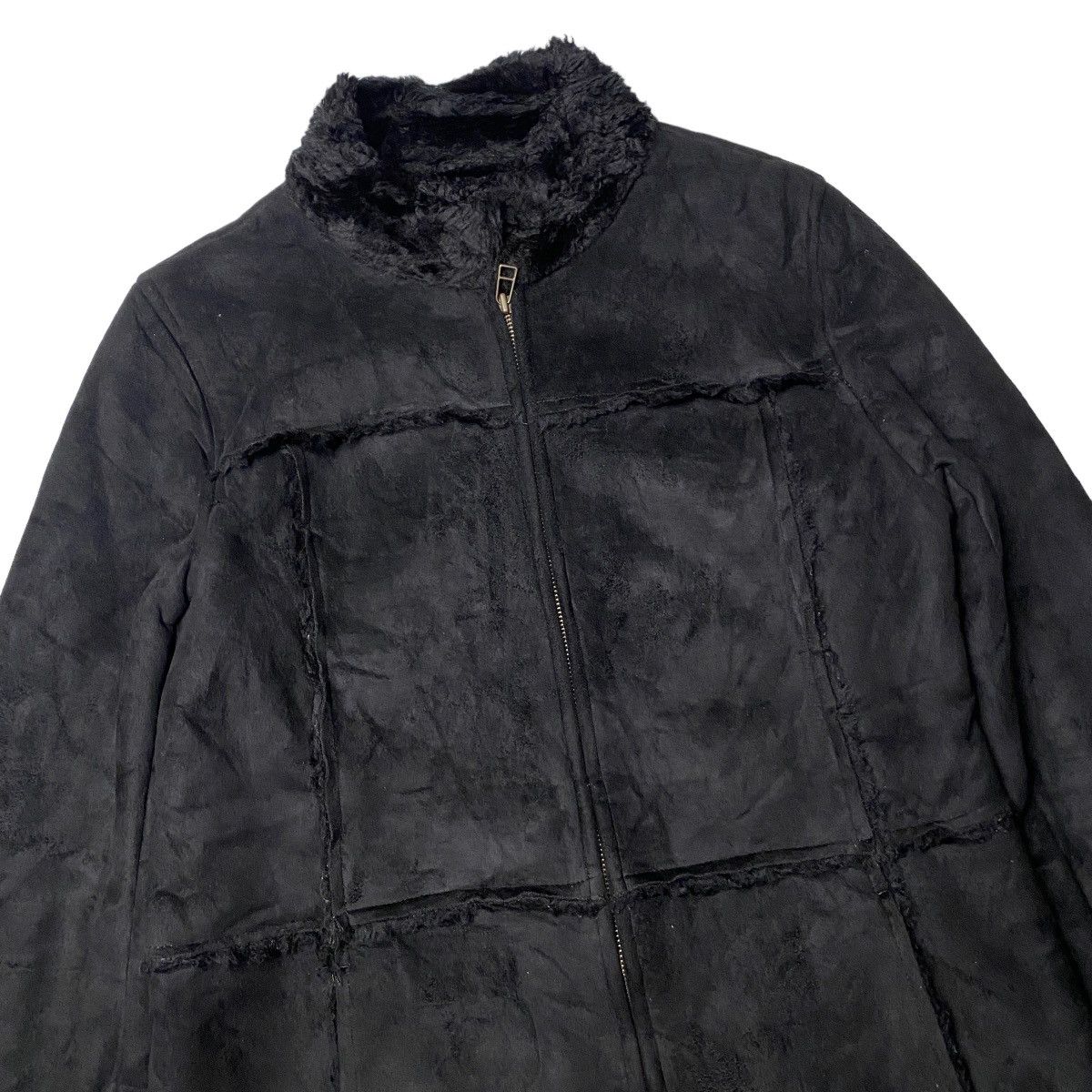 14th Addiction × If Six Was Nine × Japanese Brand 2000's PPFM Fur Faux Cross Suede Jacket Size US S / EU 44-46 / 1 - 4 Thumbnail