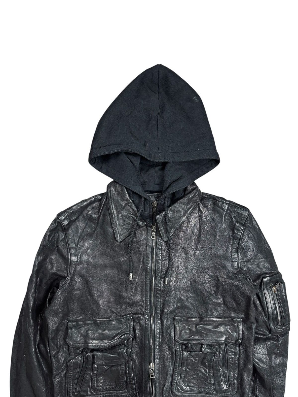 Neil Barrett 2000s Neil Barrett Indie Sleaze Hooded Leather Jacket Size US M / EU 48-50 / 2 - 4 Thumbnail
