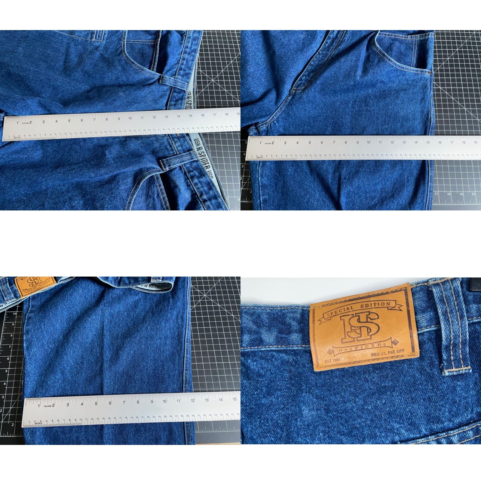 Vintage VINTAGE H-Spider Jeans Baggy Wide-Leg 36 Men's 38 30 Blue 10" Leg Opening Denim 5-Pocket Style 90s Grunge Retro Mens Size US 36 / EU 52 - 8 Thumbnail