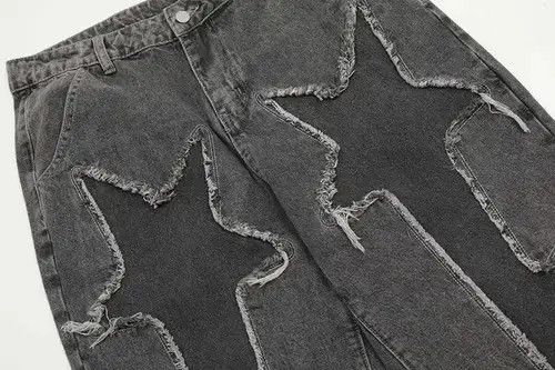 Jean Lightning Splicing Baggy Jeans Size US 33 - 3 Thumbnail