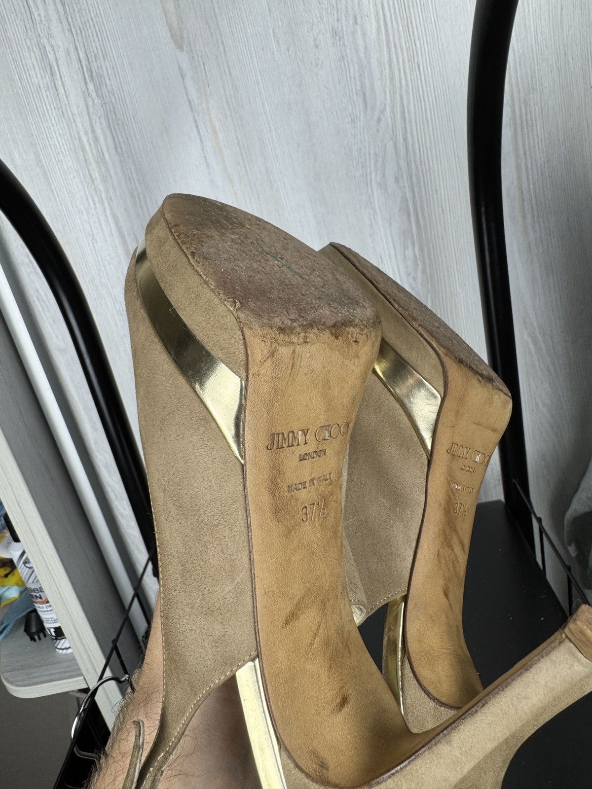 Jimmy Choo JIMMY CHOO Suede Mirrored Platform Open Toe Heels Pumps 7.5 Size US 7.5 / IT 37.5 - 14 Thumbnail