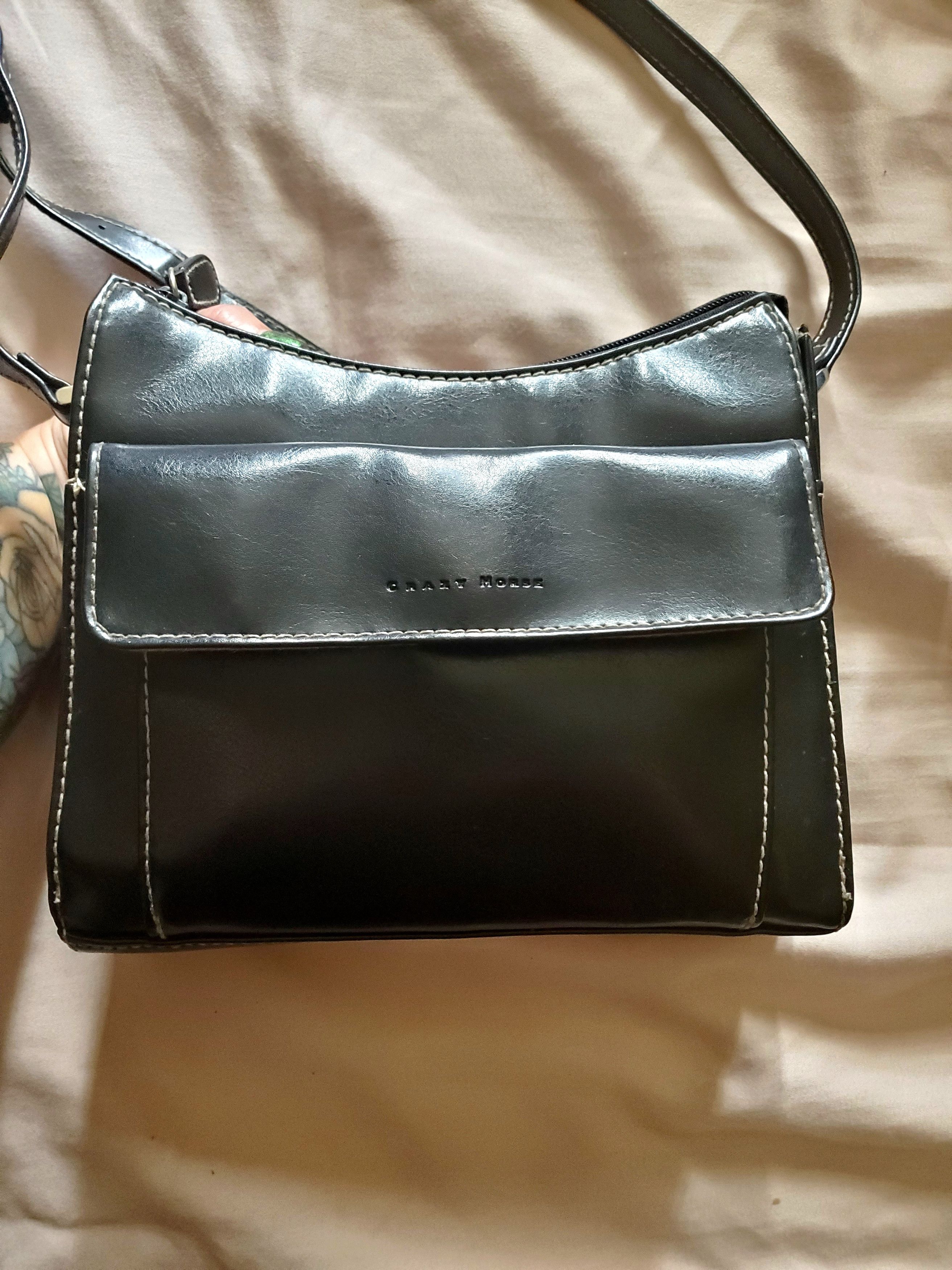 Vintage Liz Claiborne Crazy Horse Black Shoulder Bag, Women's