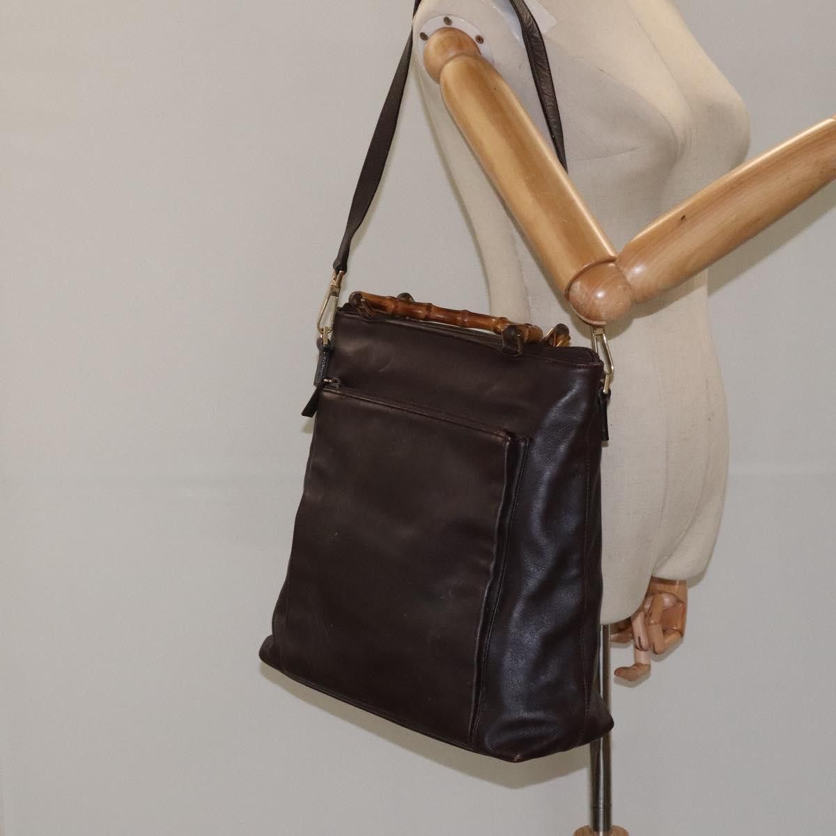 Gucci GUCCI Bamboo Hand Bag Leather Dark Brown Gold Size ONE SIZE - 23 Thumbnail