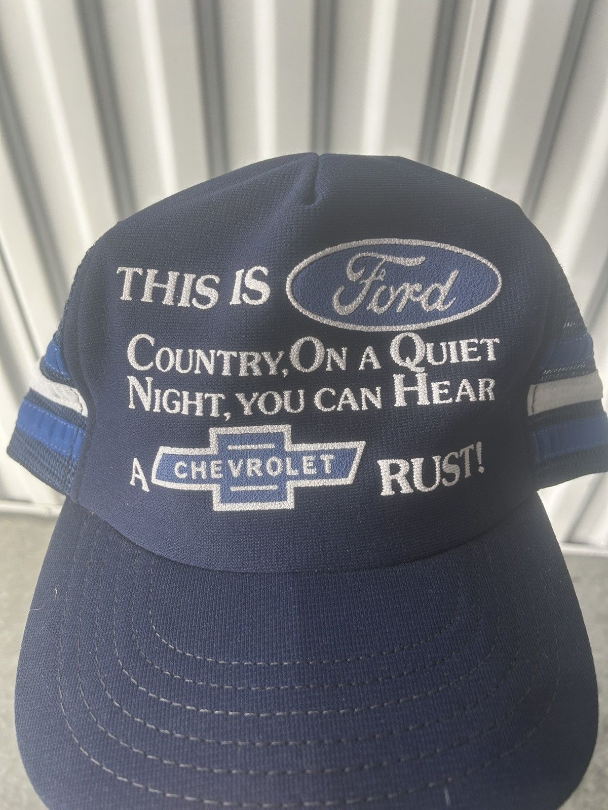 Vintage Vintage 90s Ford Country Three Stripe Trucker Hat Size ONE SIZE - 3 Thumbnail