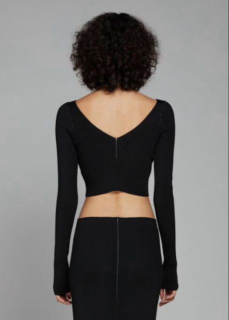 Marni o1w1db11024 V-Neck Cropped Knitted Top in Black Size L / US 10 / IT 46 - 2 Thumbnail