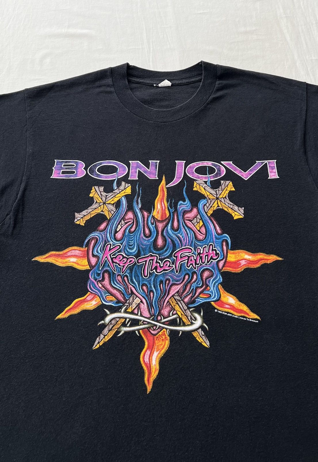 Band Tees Vintage 1993 Bon Jovi Keep The Faith Black T-shirt Size US L / EU 52-54 / 3 - 6 Thumbnail