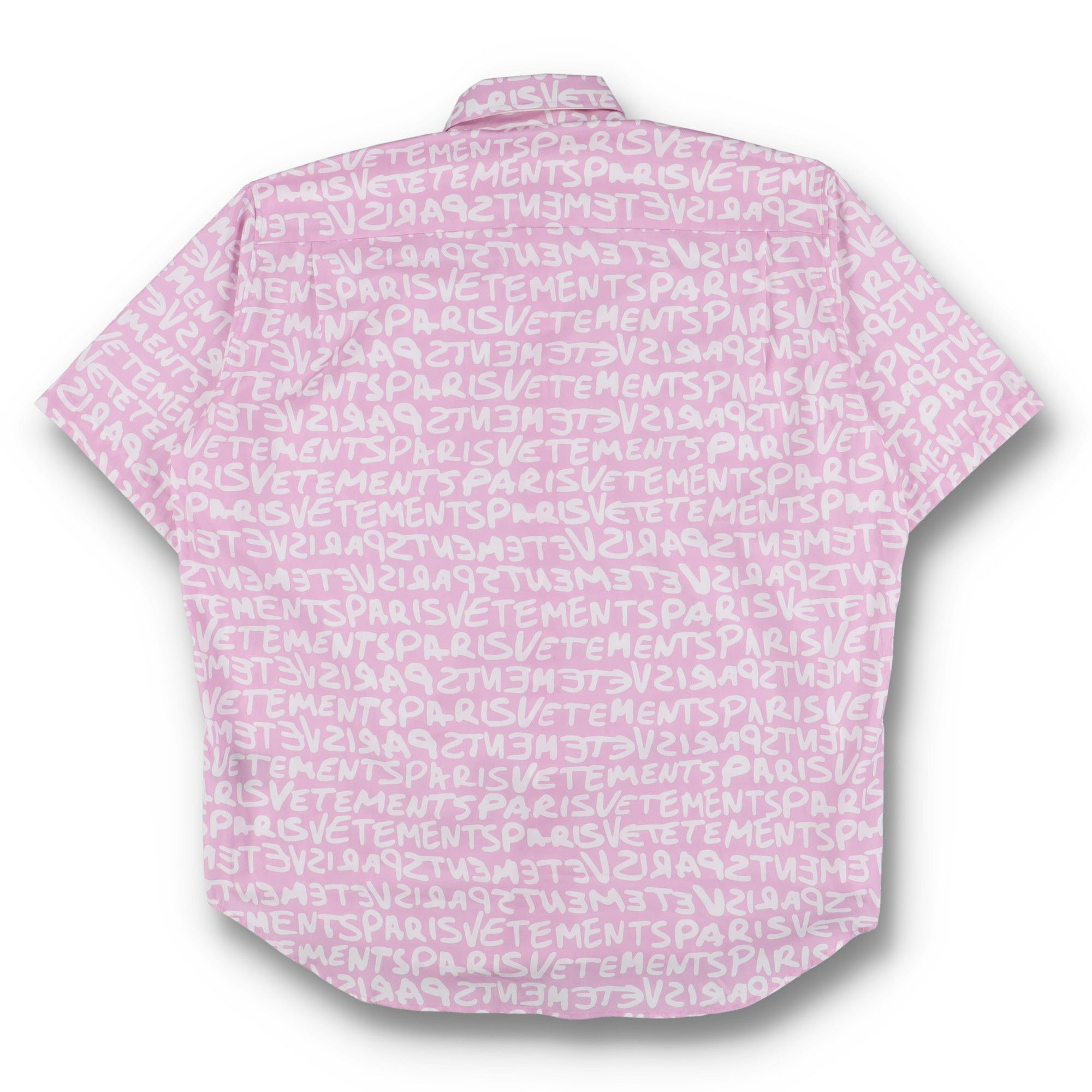 Vetements Pink All Over Grafitti Logo Oversized Short Sleeve Shirt Size XS / US 0-2 / IT 36-38 - 6 Thumbnail