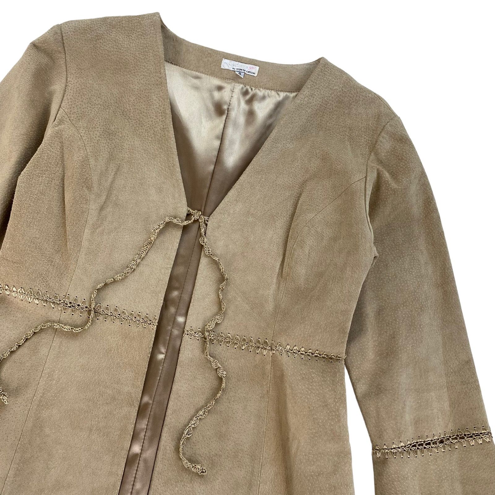 Other × Vintage Elspeth Gibson Y2K Vintage Beige Bell Sleeve Leather Jacket Size S / US 4 / IT 40 - 2 Thumbnail