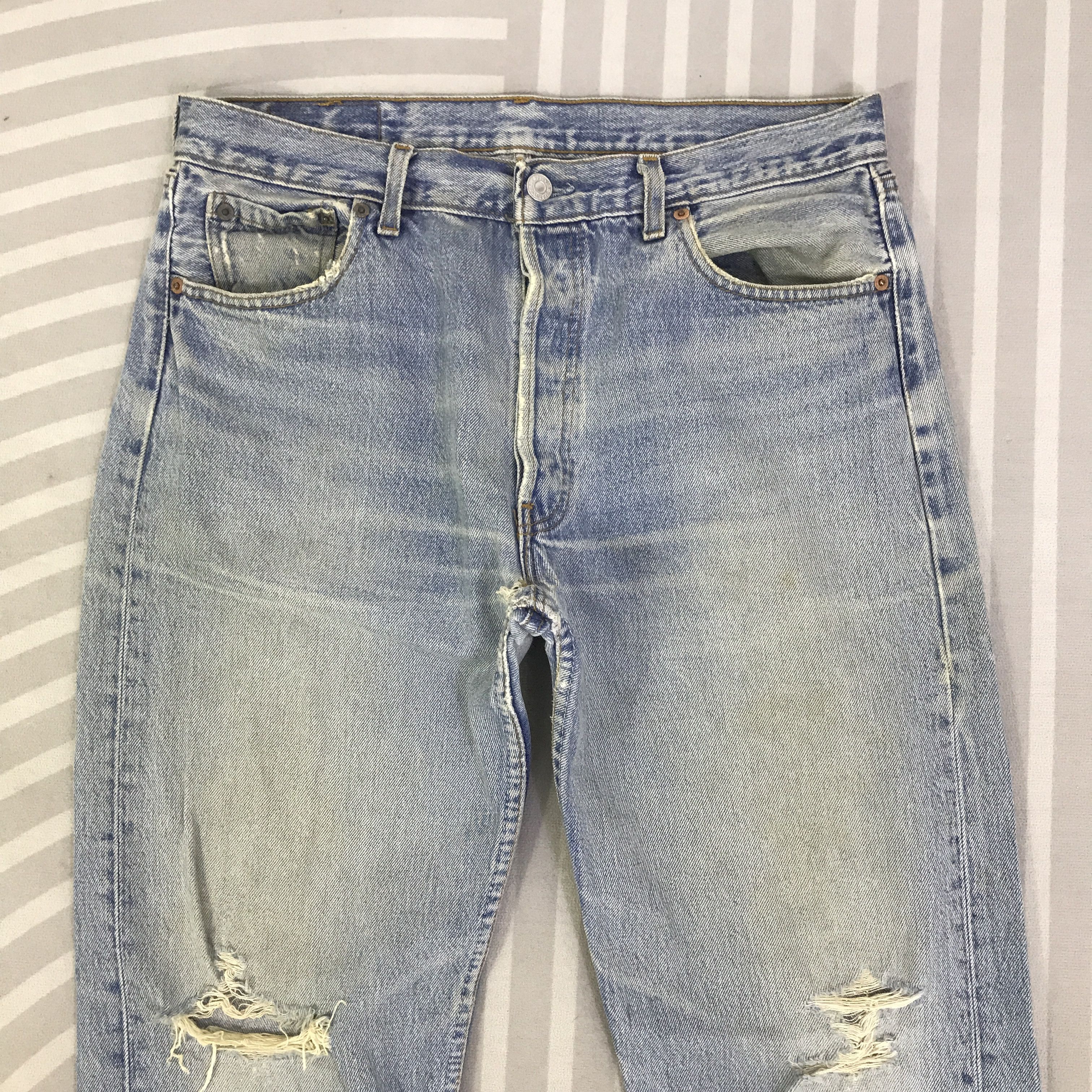 Levi's Vintage Distressed Levis 501 denim Jeans Pants K129B9 Size US 32 / EU 48 - 2 Thumbnail