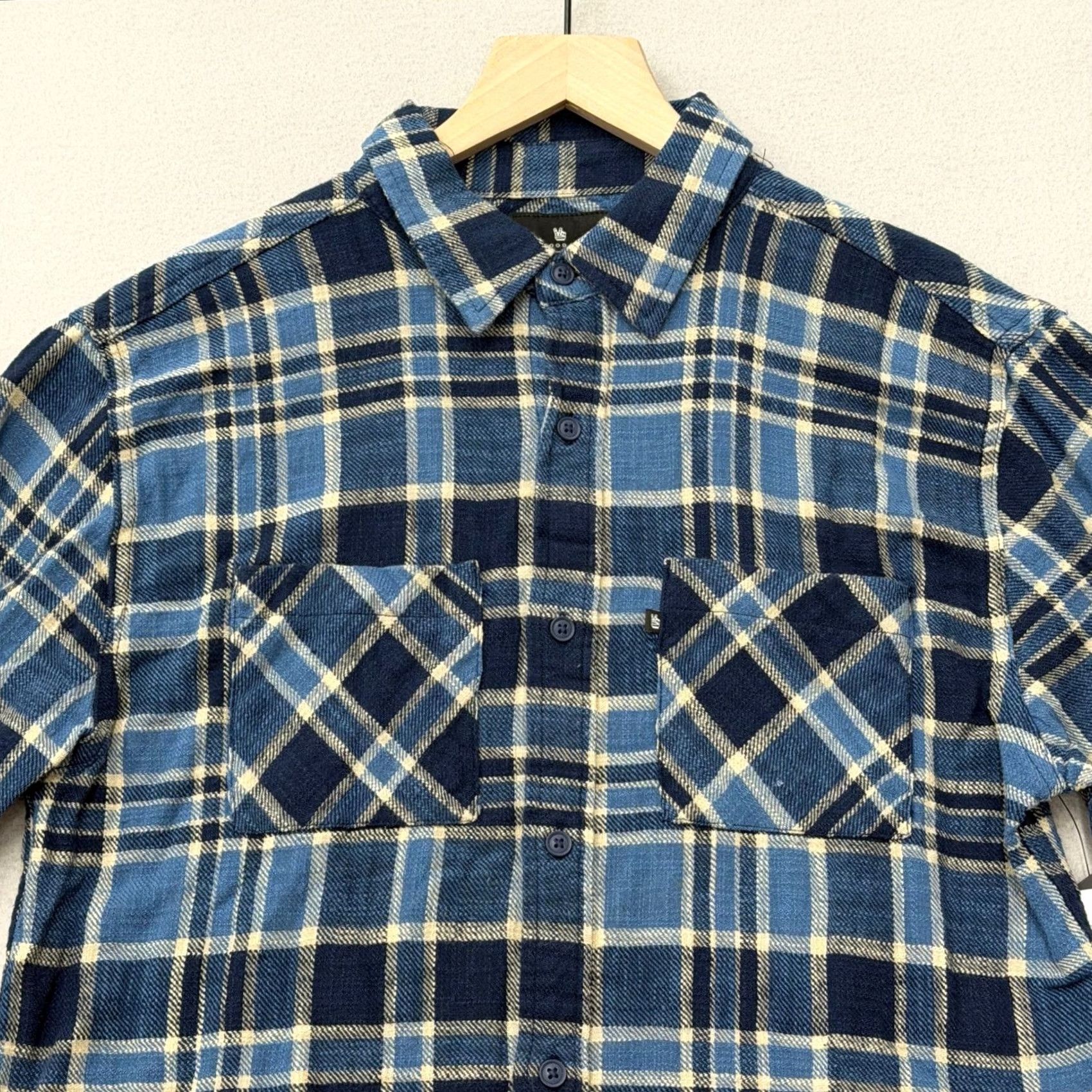 Junk Food Clothing Shirt Mens S Blue Plaid Flannel Long Sleeve Cotton Button-Up, Men's — image 2 of 6