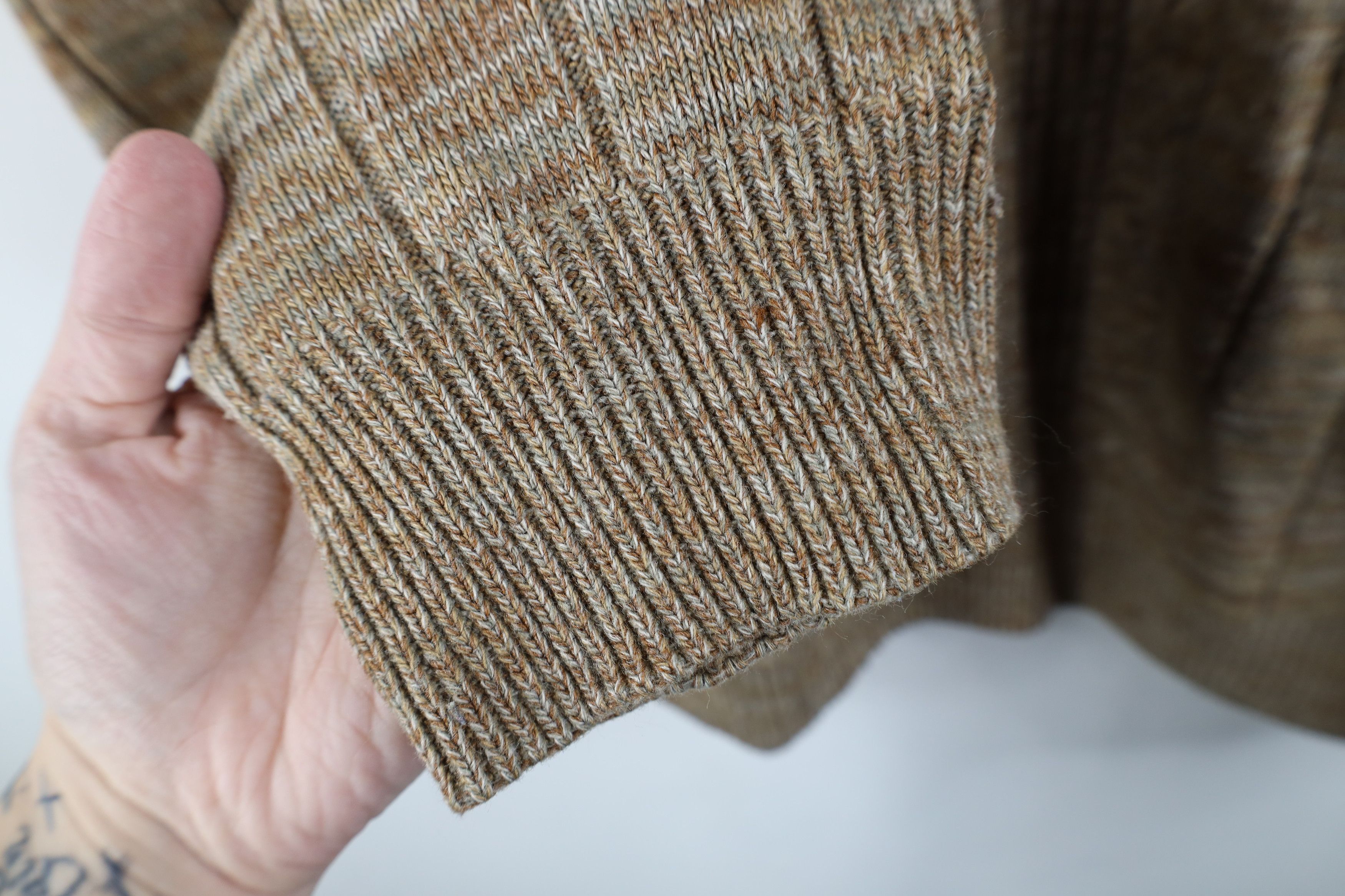 Vintage Vintage 90s Streetwear Fleck Cable Knit Ribbed Sweater Beige Size US XL / EU 56 / 4 - 7 Thumbnail