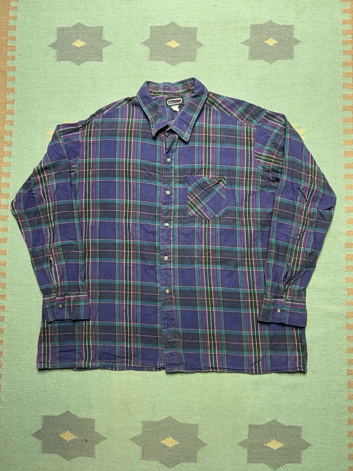 Vintage Vtg 80s flannel shirt brushed cotton soft plaid purple 3XL Size US XXL / EU 58 / 5 - 1 Thumbnail