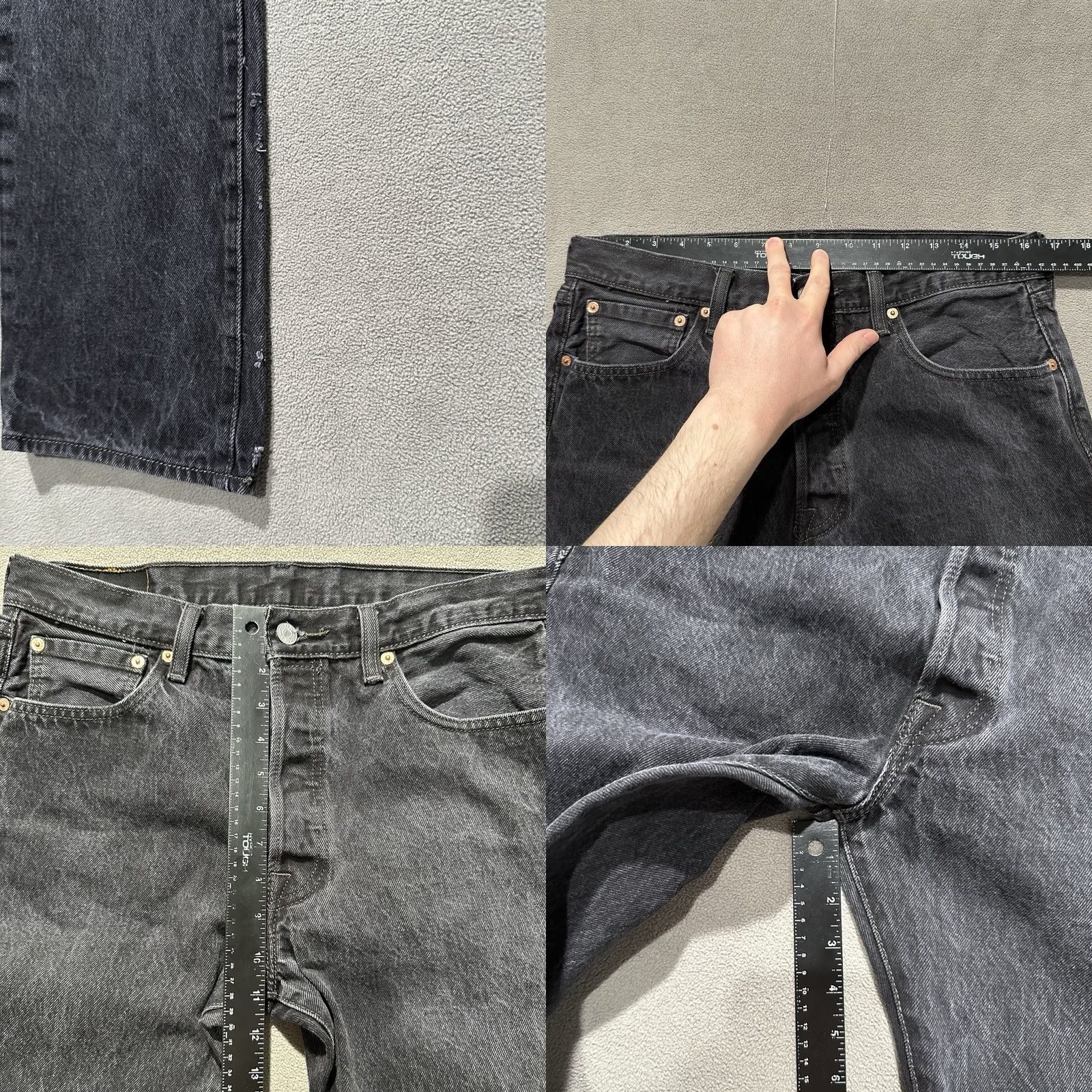 Levi's Levi's 501 Jeans Mens 34x34 Button Fly Dark Denim GUC Regular Fit Straight 5-Pocket Black 33x30.5 Inseam Vintage No Size US 34 / EU 50 - 8 Thumbnail