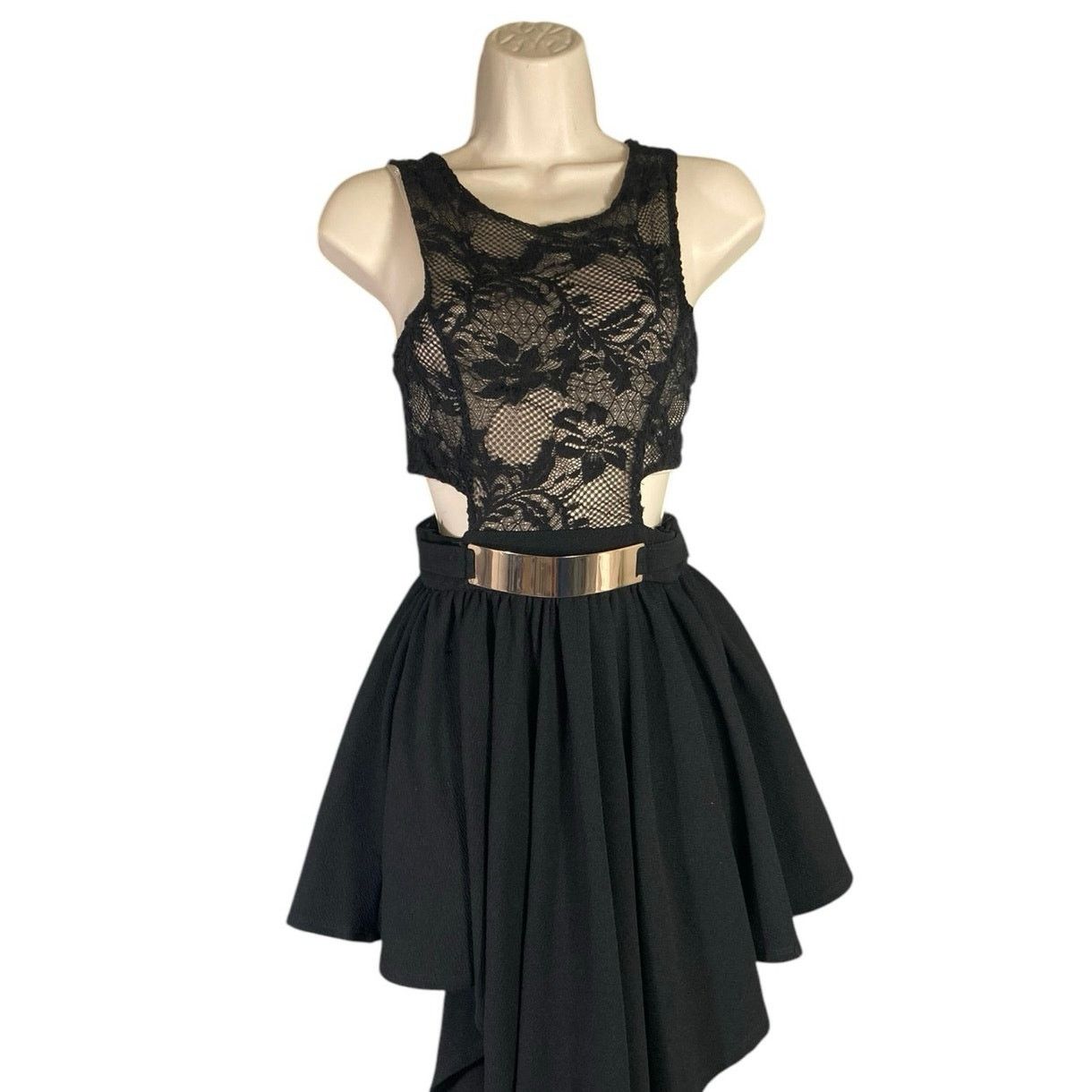 Other Papaya Black Lace Asymmetrical Hem Mini Dress M Size M / US 6-8 / IT 42-44 - 1 Thumbnail
