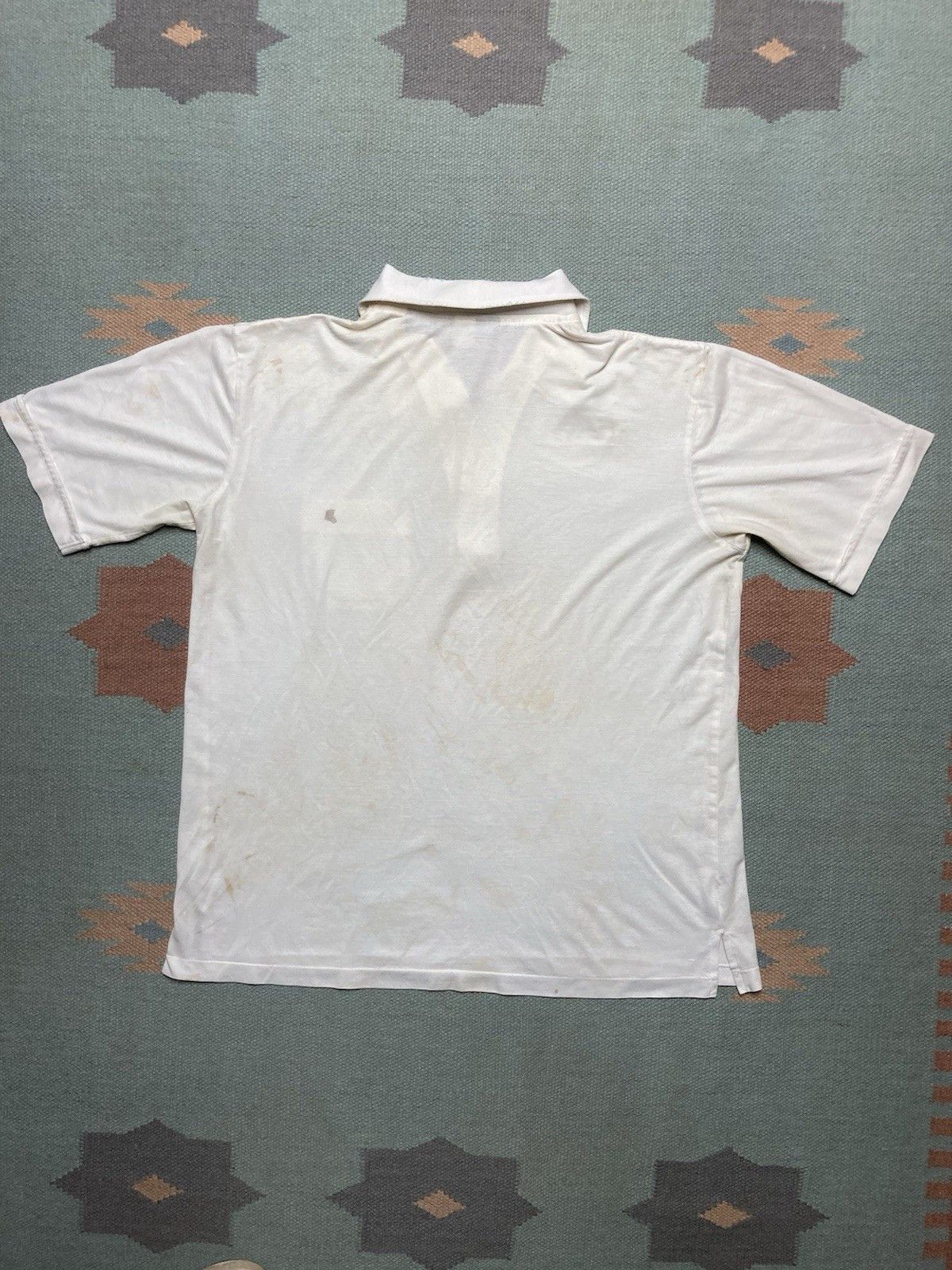 Vintage Vintage 70s polo shirt arrow white stained distressed large Size US L / EU 52-54 / 3 - 2 Thumbnail