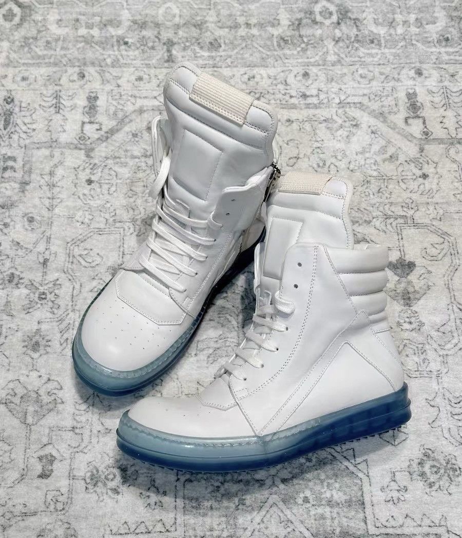 Rick Owens Rick Owens Geobasket white leather with translucent sole Size US 7 / IT 37 - 5 Thumbnail
