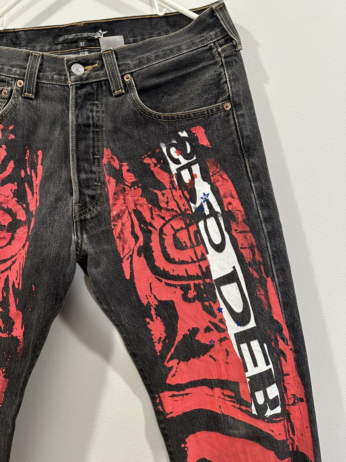 Sp5der Spider Worldwide Painted Moto Jeans Size US 32 / EU 48 - 3 Thumbnail