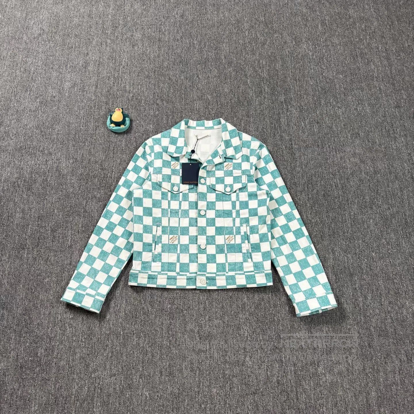 Louis Vuitton LV White Green Check Denim Jacket. Size L / US 10 / IT 46 - 1 Thumbnail