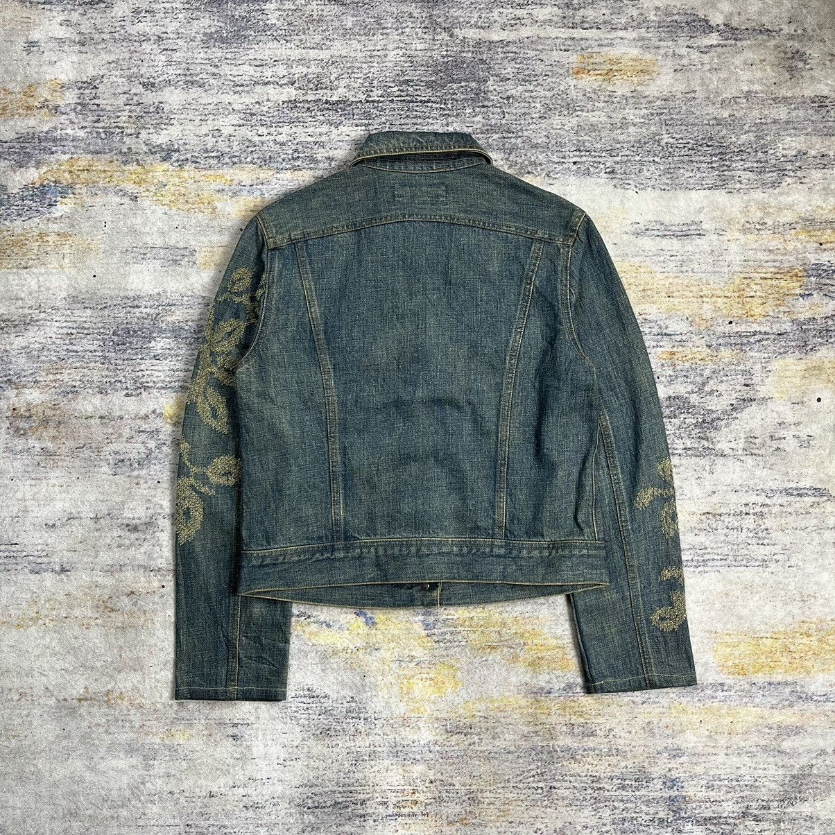 Issey Miyake Yuki Torii distressed / jacquard cropped denim jacket Size M / US 6-8 / IT 42-44 - 2 Thumbnail