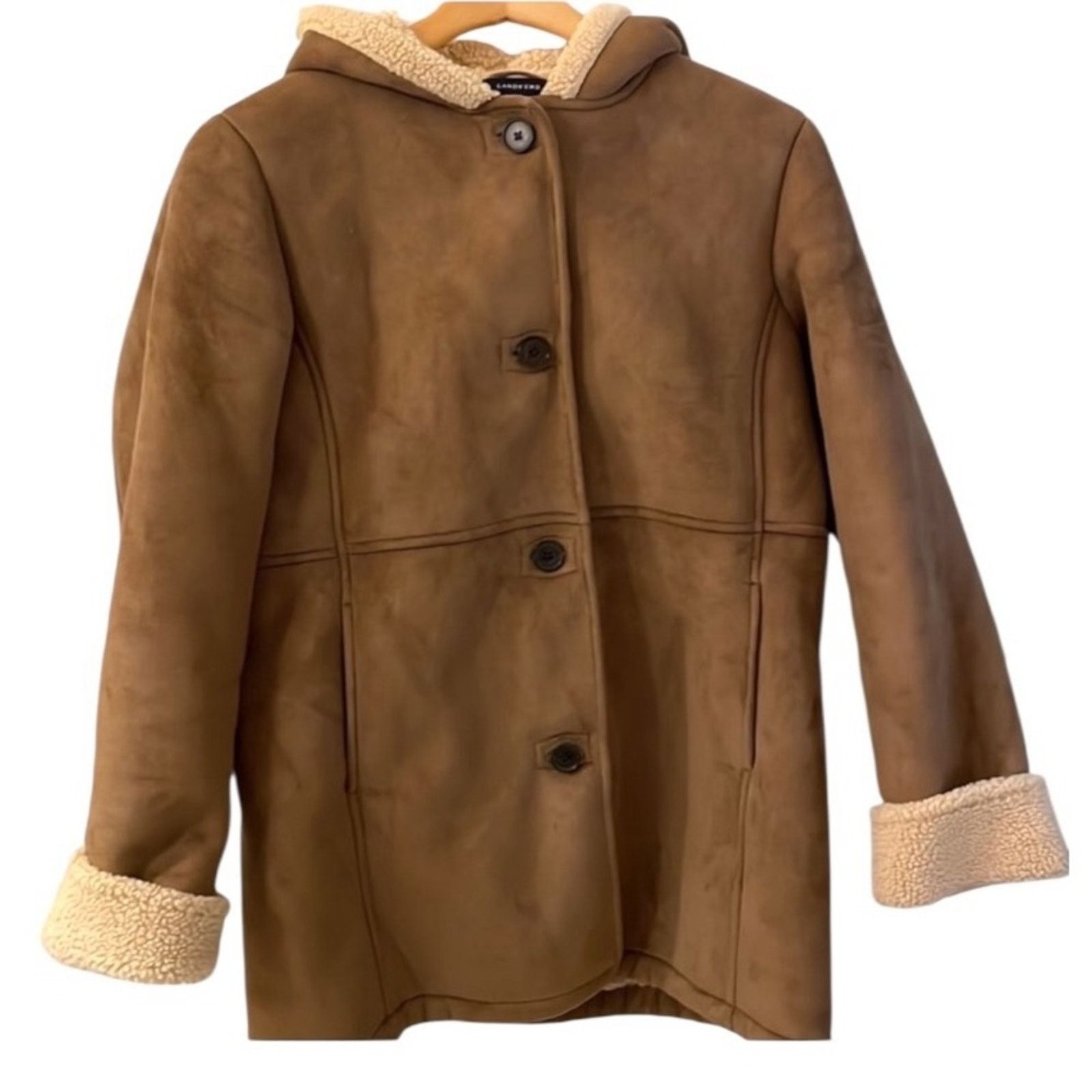 Lands' End Lands End Faux Suede Fleece Lined Coat Size XL / US 12-14 / IT 48-50 - 1 Thumbnail