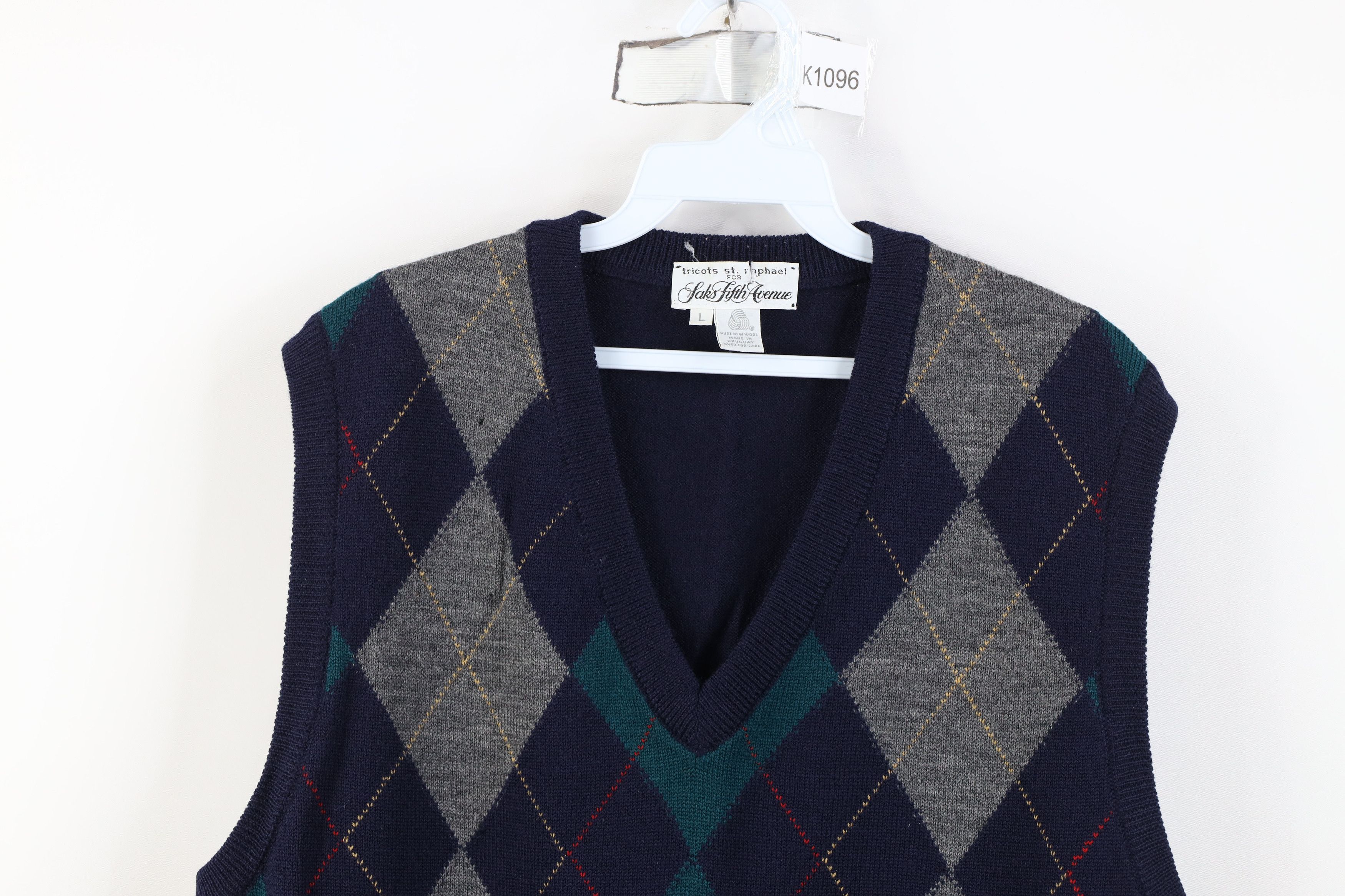 Vintage Vintage 90s Streetwear Wool Knit Argyle Diamond Sweater Vest Size US L / EU 52-54 / 3 - 2 Thumbnail