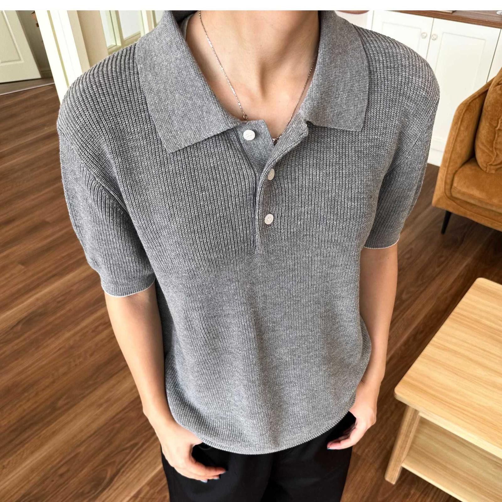 Other Beige Knit Polo Shirt, Relaxed Fit Short Sleeve Top Size US M / EU 48-50 / 2 - 7 Thumbnail