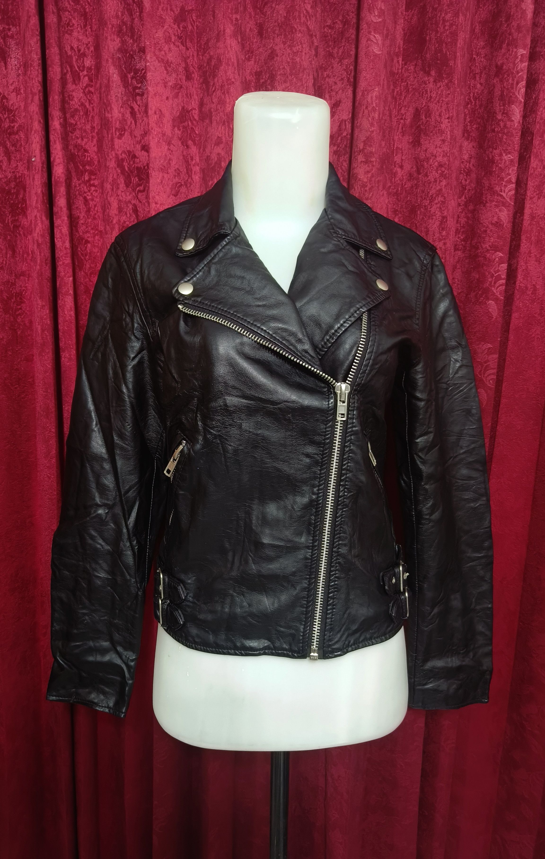 Vintage SPAO Women's Ramones Rockabilly Biker Faux Leather Jacket Size S / US 4 / IT 40 - 6 Thumbnail