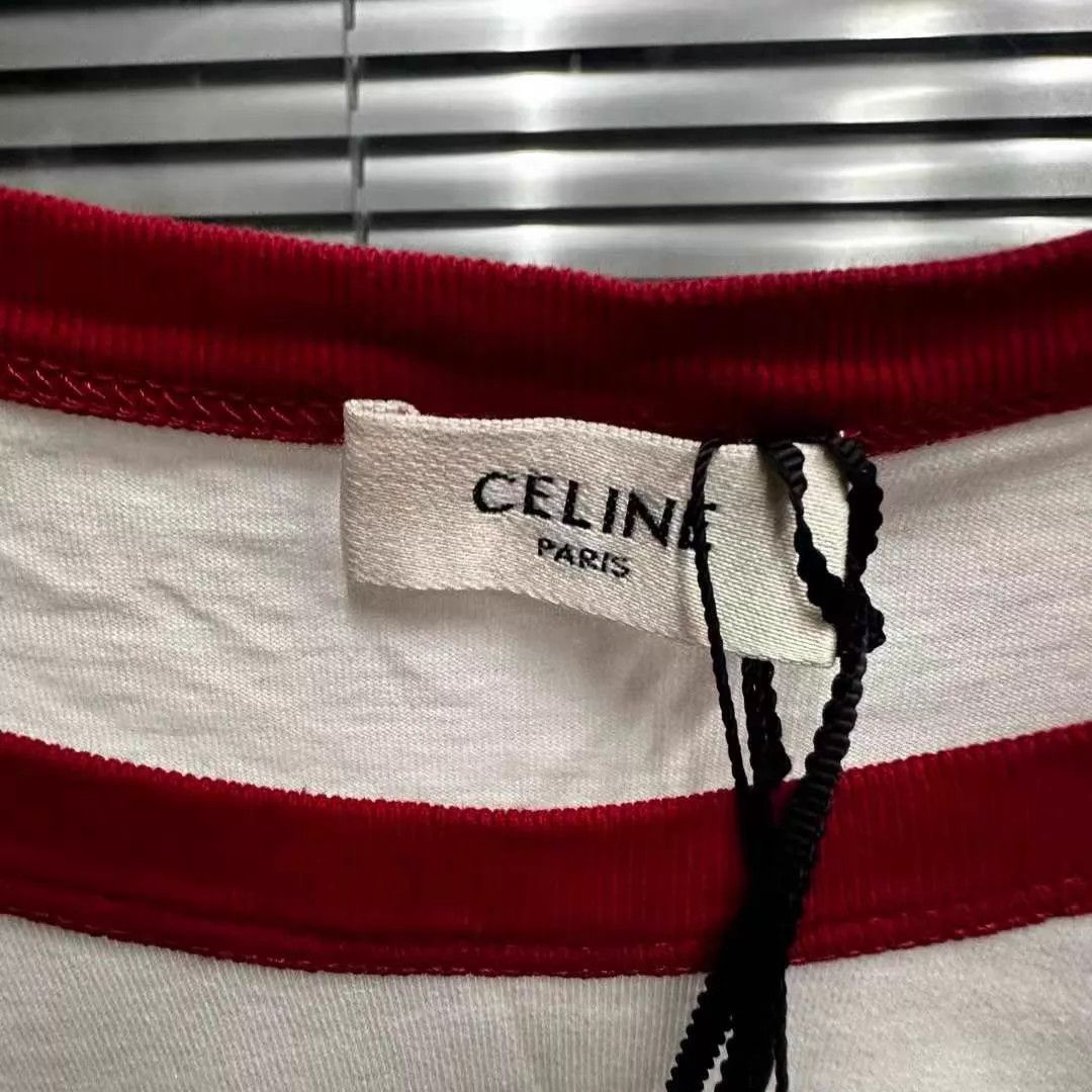 Celine Celine Triomphe White Red Short Sleeve Tee S New With Tags Size S / US 4 / IT 40 - 2 Thumbnail