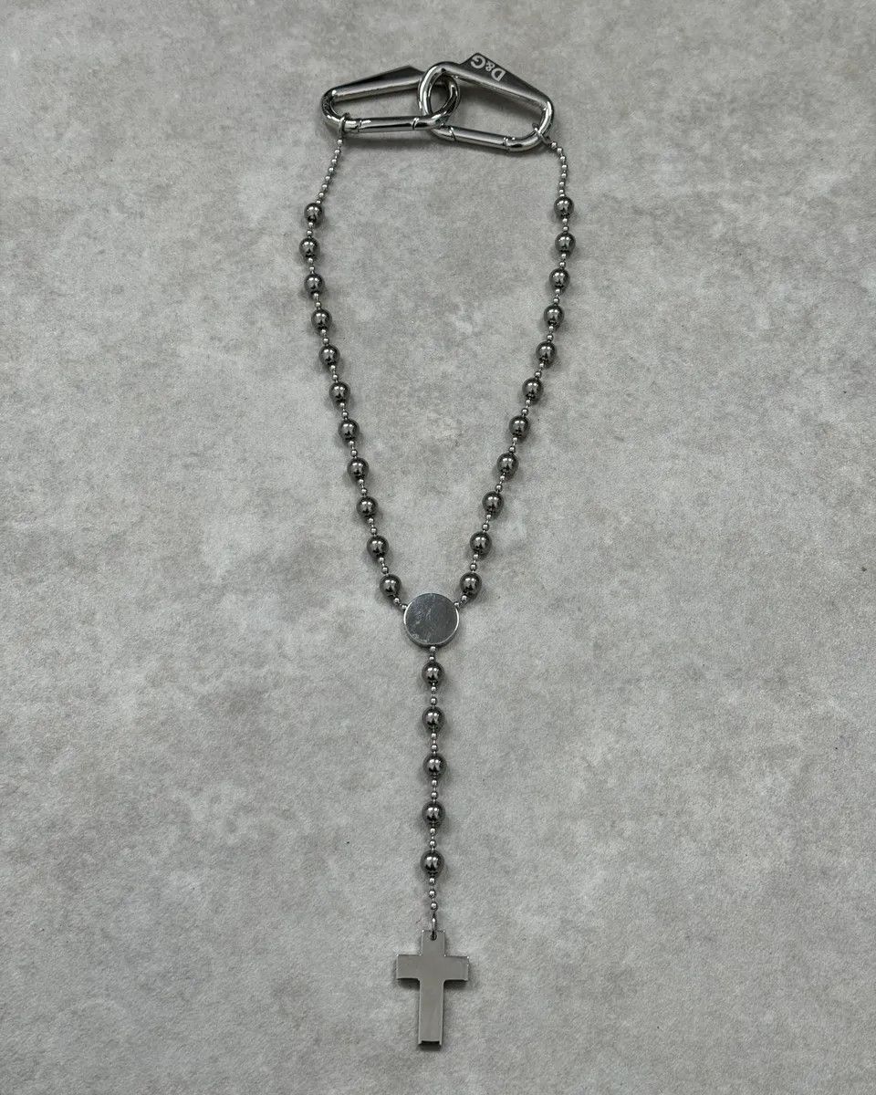 Dolce & Gabbana 2000s Dolce & Gabbana Grey Metal Beaded Cross Rosary Chain Size ONE SIZE - 6 Thumbnail