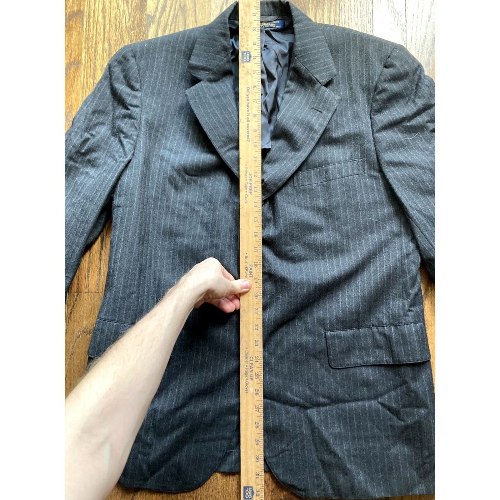 Brooks Brothers VINTAGE Brooks Brothers Blazer Mens 42 Gray Pinstripe Wool Tweed Herringbone Size 42R - 6 Thumbnail